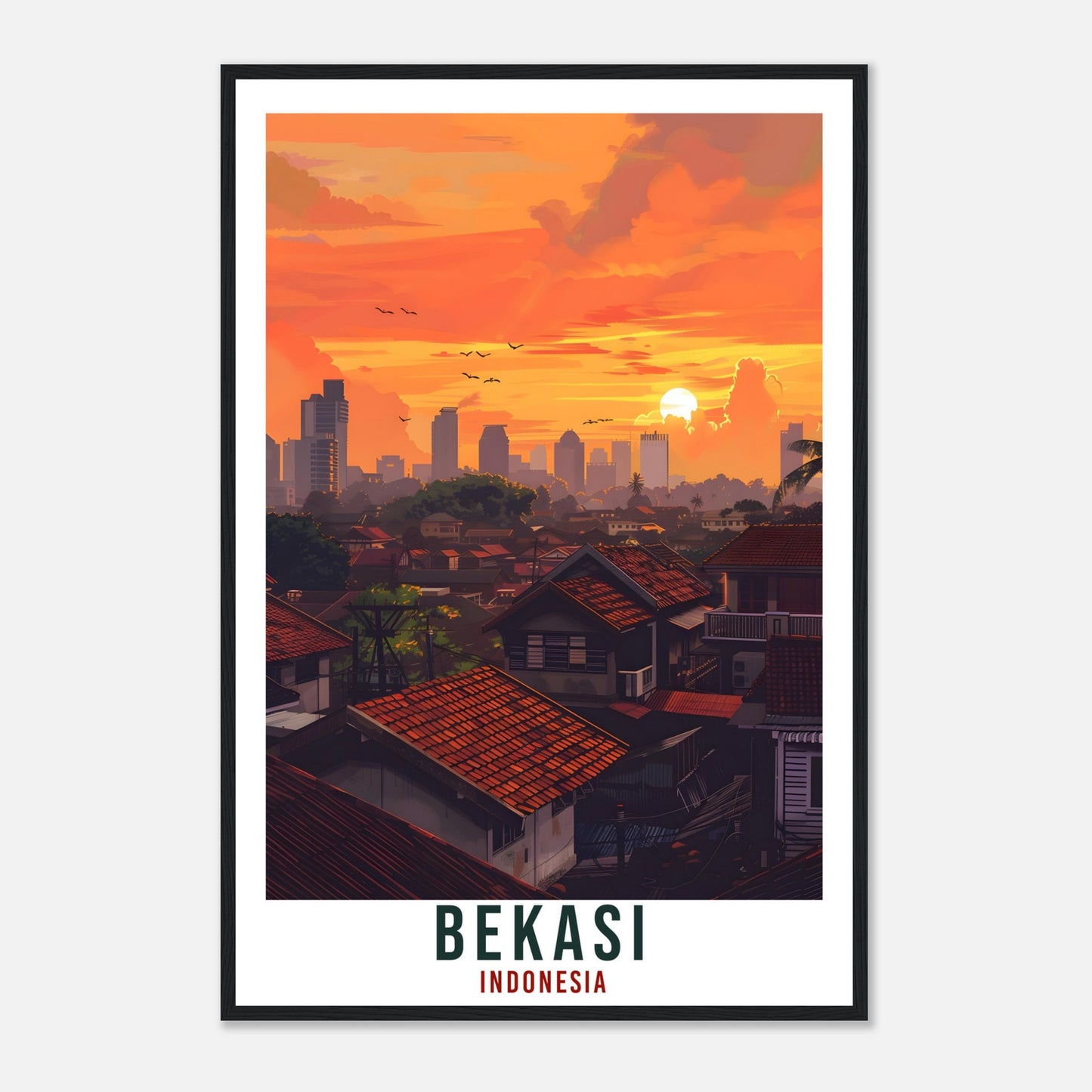 Bekasi Travel Print Bali Wall Art Indonesia Wall Hanging Home Décor Bekasi Gift Landmark Artwork Travel Art Indonesia Bekasi Travel Poster