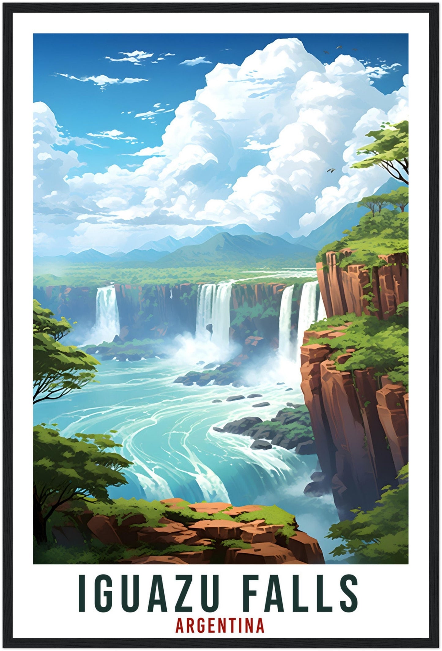 Iguazu Falls Travel Print Wall Art Iguazu Argentina City Landscape Artwork Iguazu Falls Art Gift Iguazu Falls Travel Poster Argentinian Art