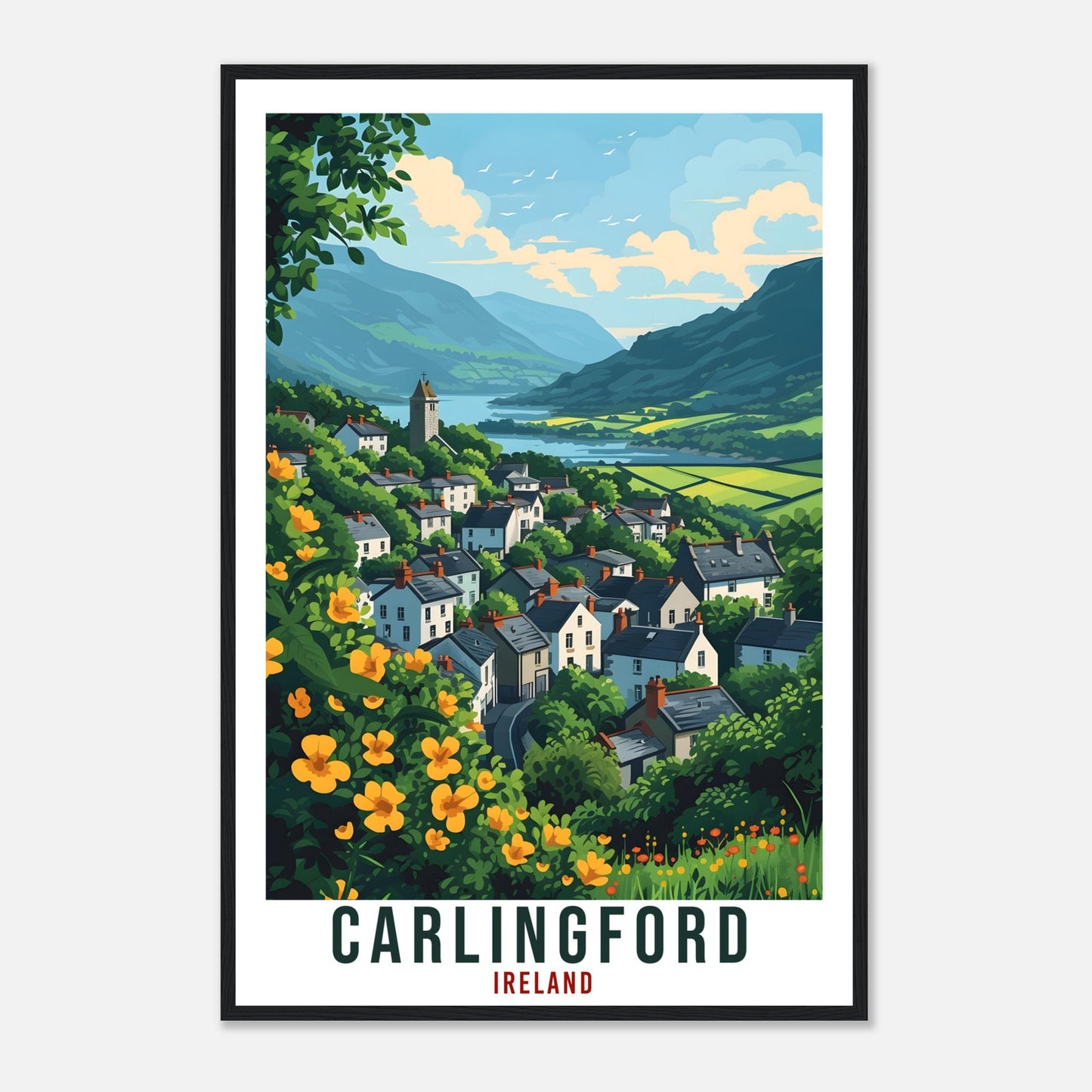 Carlingford Travel Print Ireland Home Decoration Ireland Wall Art Gift Wall Hanging Art Lover Irish Artwork Carlingford Irish Travel Poster