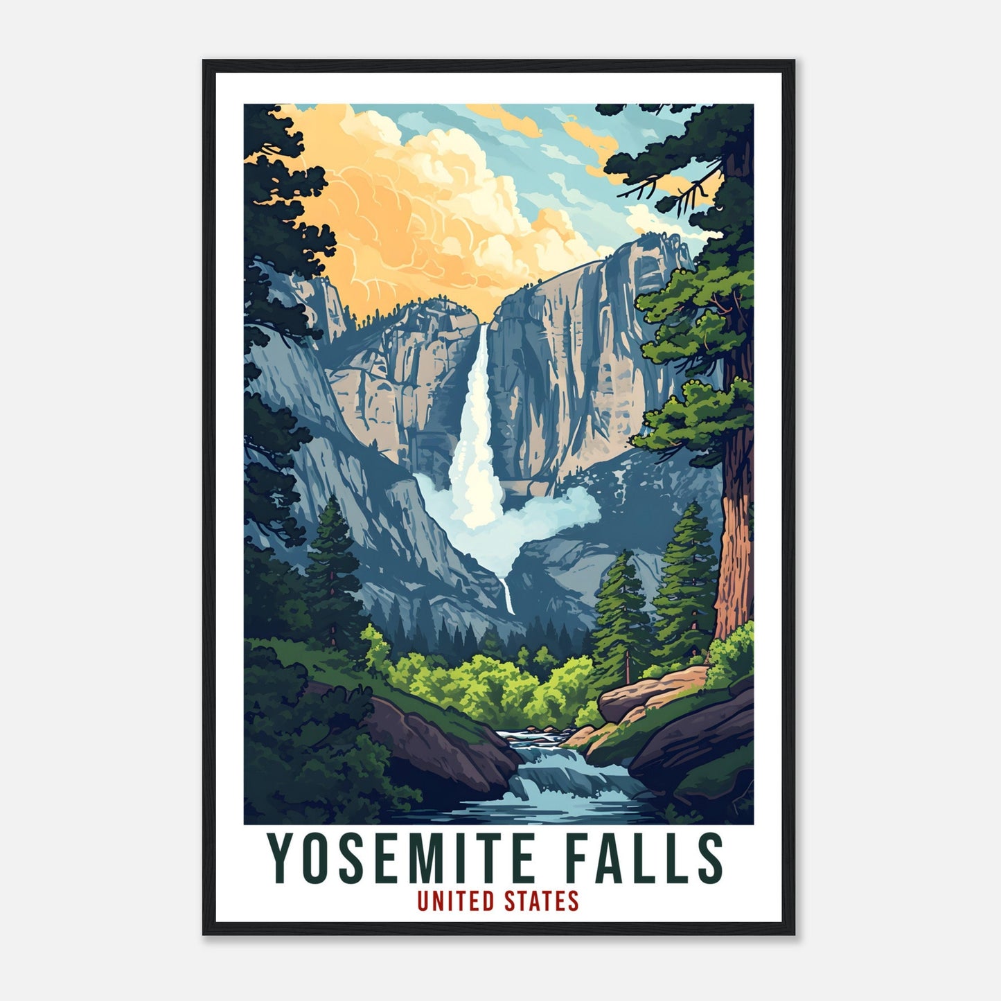 Yosemite Falls Travel Print California Home Decoration USA City Wall Art Gift Wall Hanging Art Lover Artwork Yosemite Falls Travel Poster