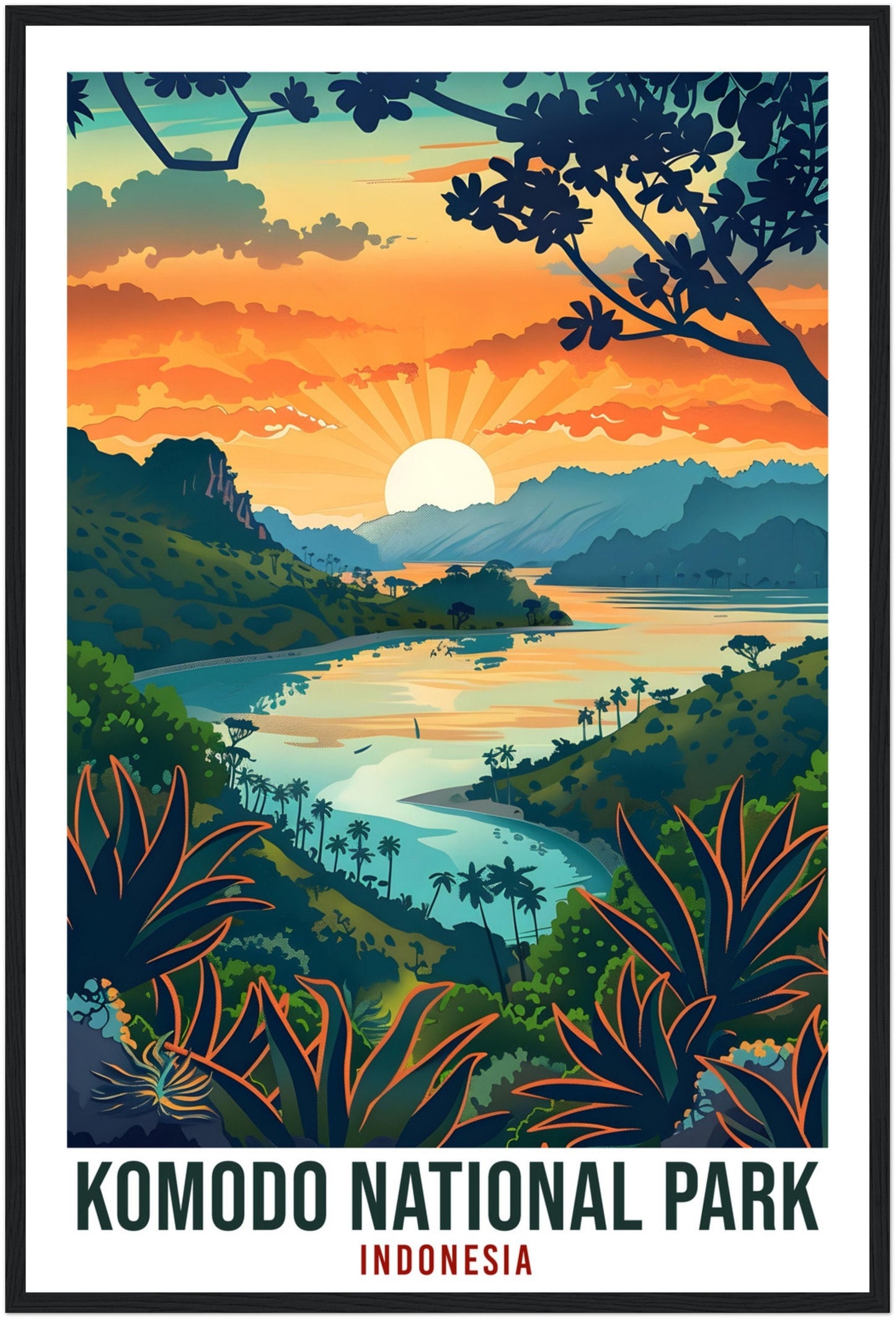Komodo National Park Bali Travel Print Bali Wall Art Wall Hanging Home Décor Komodo Park Gift Artwork Travel Art Indonesia Travel Poster