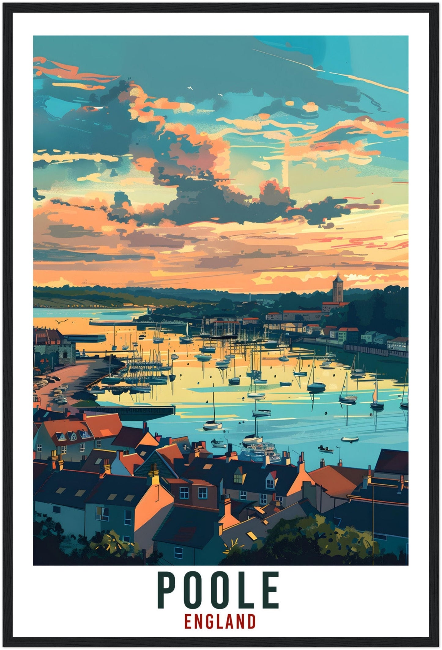 Poole Travel Print Wall Art Wall Hanging Home Living Décor Poole Gift Art Lovers Gift UK Artwork Gift Print Poole England Travel Poster