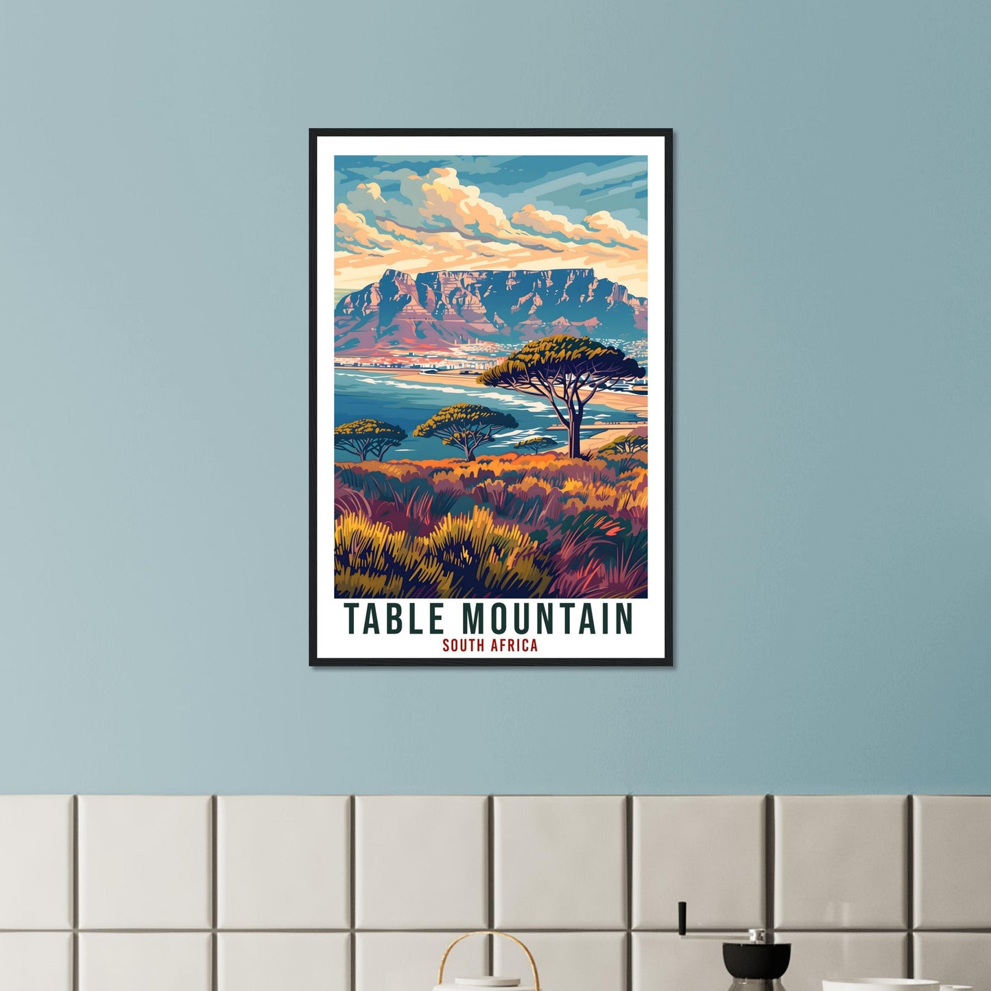 Table Mountain South Africa Travel Print Wall Art Wall Hanging Home Décor Table Mountain Art Lovers Artwork Gift Print South African Poster