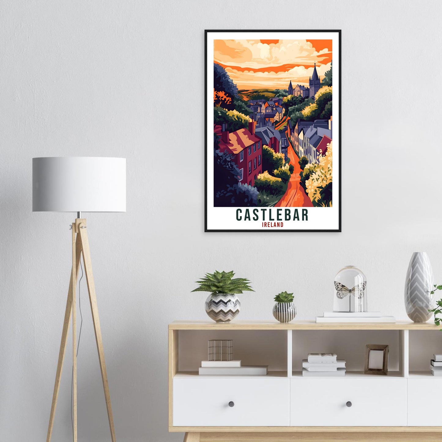 Castlebar Travel Print Ireland Home Decor Castlebar Wall Art Gift Wall Hanging Art Lover Mayo Irish Artwork Travel Poster Ireland Travel Art