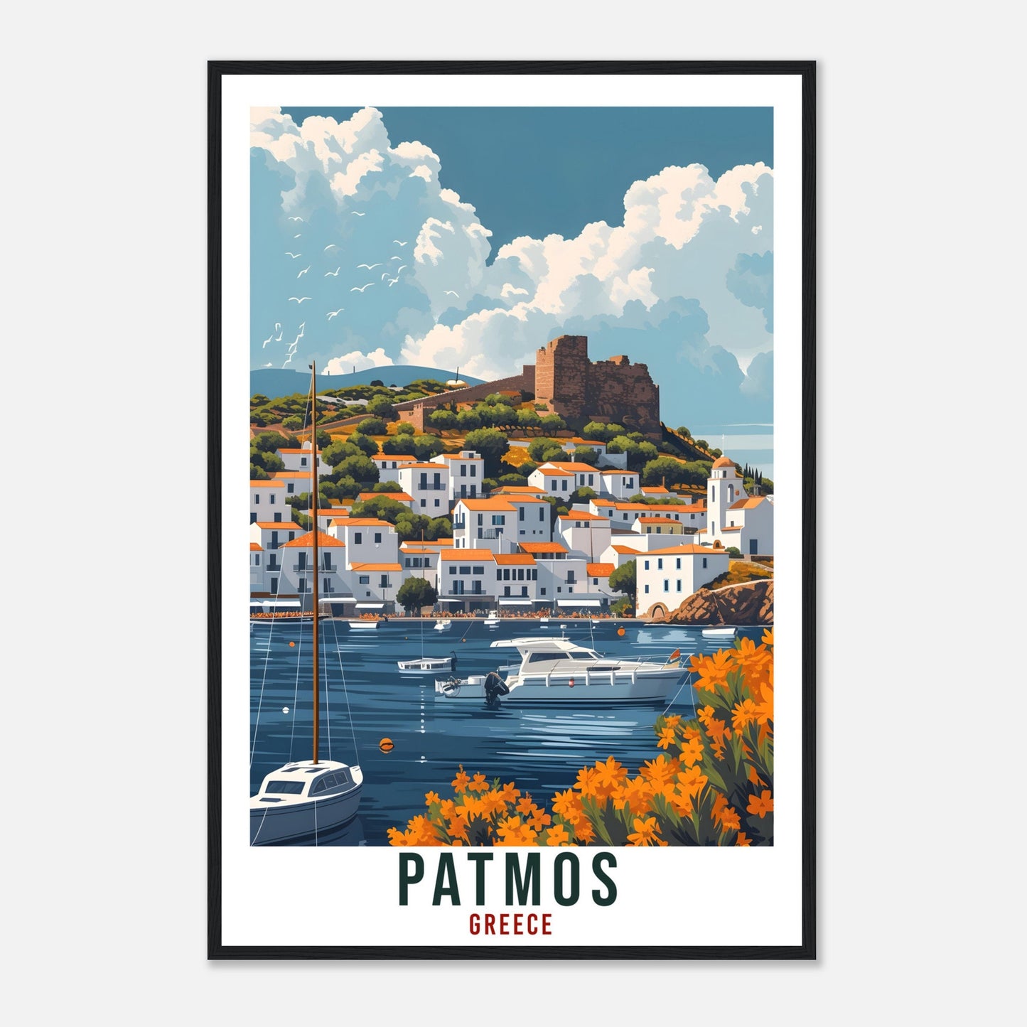Patmos Travel Print Greece Home Decoration Patmos Greek Island Wall Art Gift Wall Hanging Art Lover Greece Artwork Patmos Gift Travel Poster