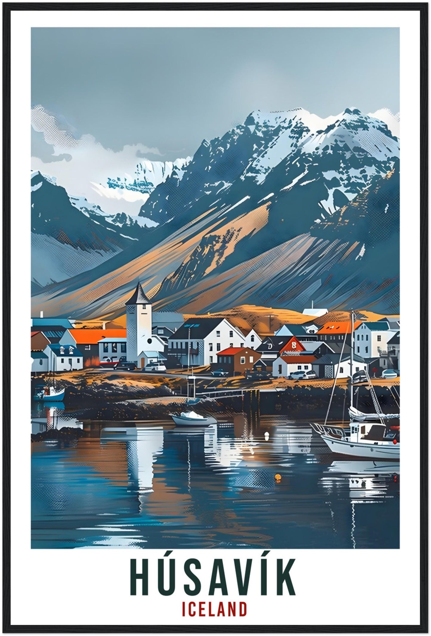 Húsavík Iceland Travel Print Wall Art Wall Hanging Home Décor Húsavík Gift Travel Art Iceland Húsavík Artwork City Landscape Travel Poster