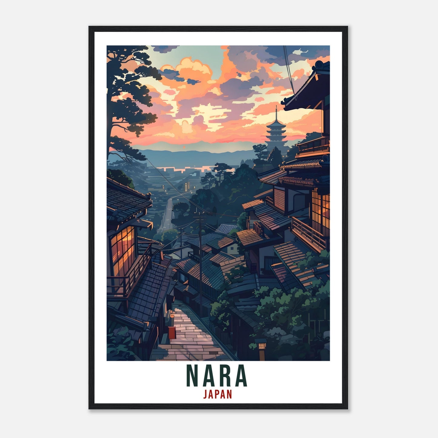 Nara Travel Print Japan Home Decoration Wall Art Gift Wall Hanging Art Lover Nara Japanese Artwork Japan Nara Travel Poster Cityscape Print