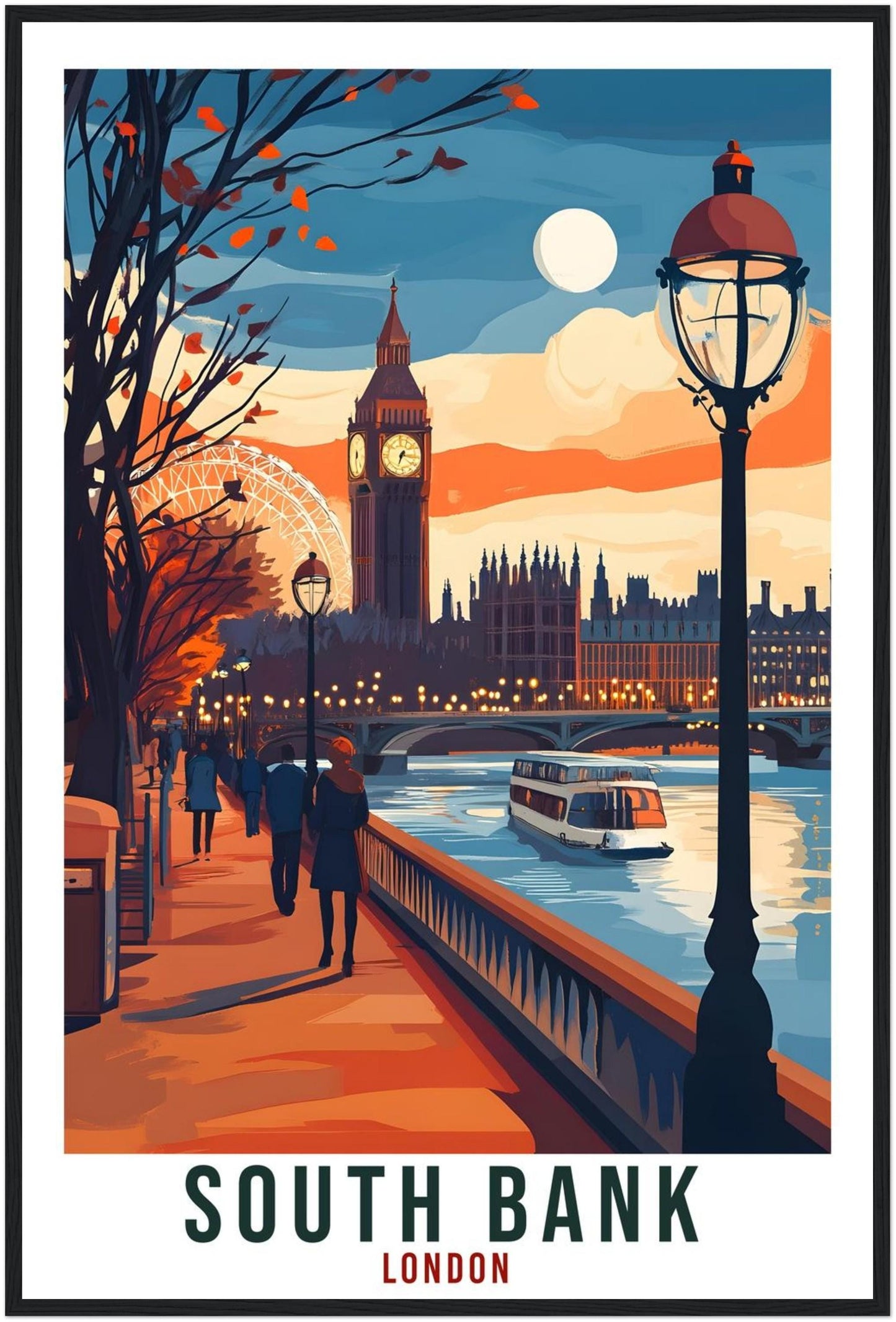 South Bank London Travel Print England Home Decor Wall Art Gift Wall Hanging Art Lover South Bank London Artwork Travel Poster Travel Art