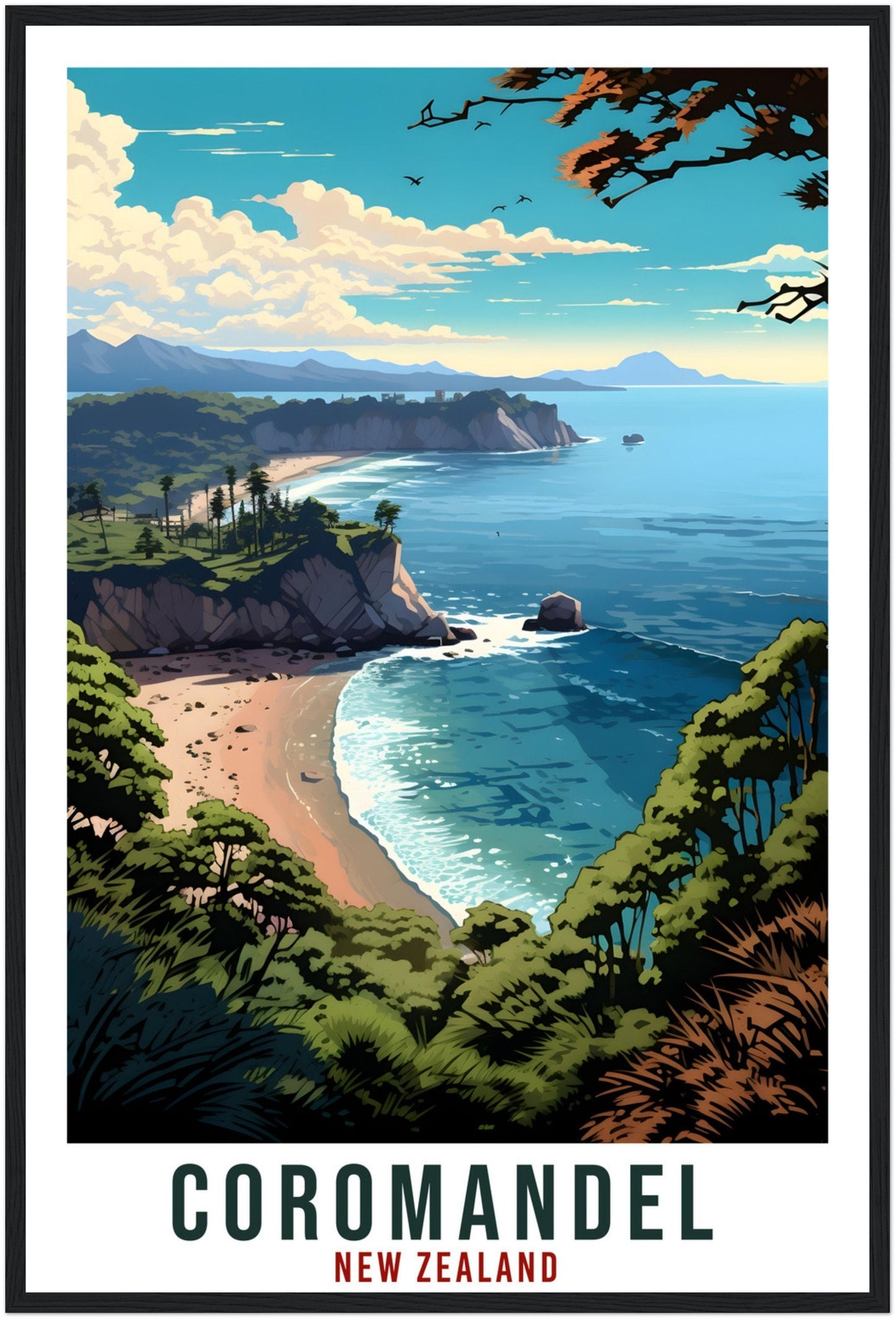 Coromandel Travel Print Wall Art Coromandel New Zealand Home Decor Artwork Art Gifts Coromandel Travel Poster New Zealand Art Lovers Gift