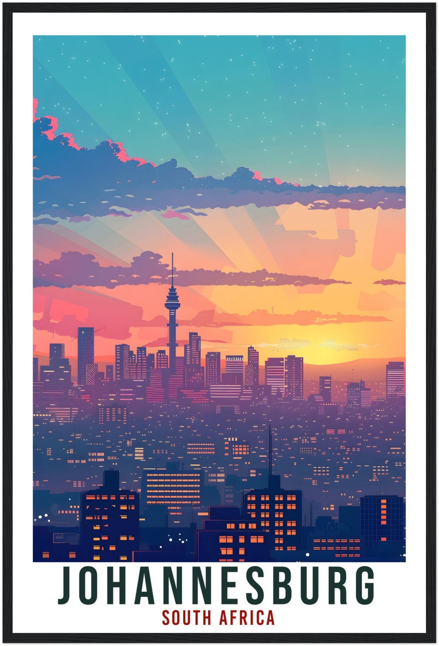 Johannesburg South Africa Travel Poster Wall Art Wall Hanging Home Décor Johannesburg Gift Art Lovers Artwork Gift Print South African Print