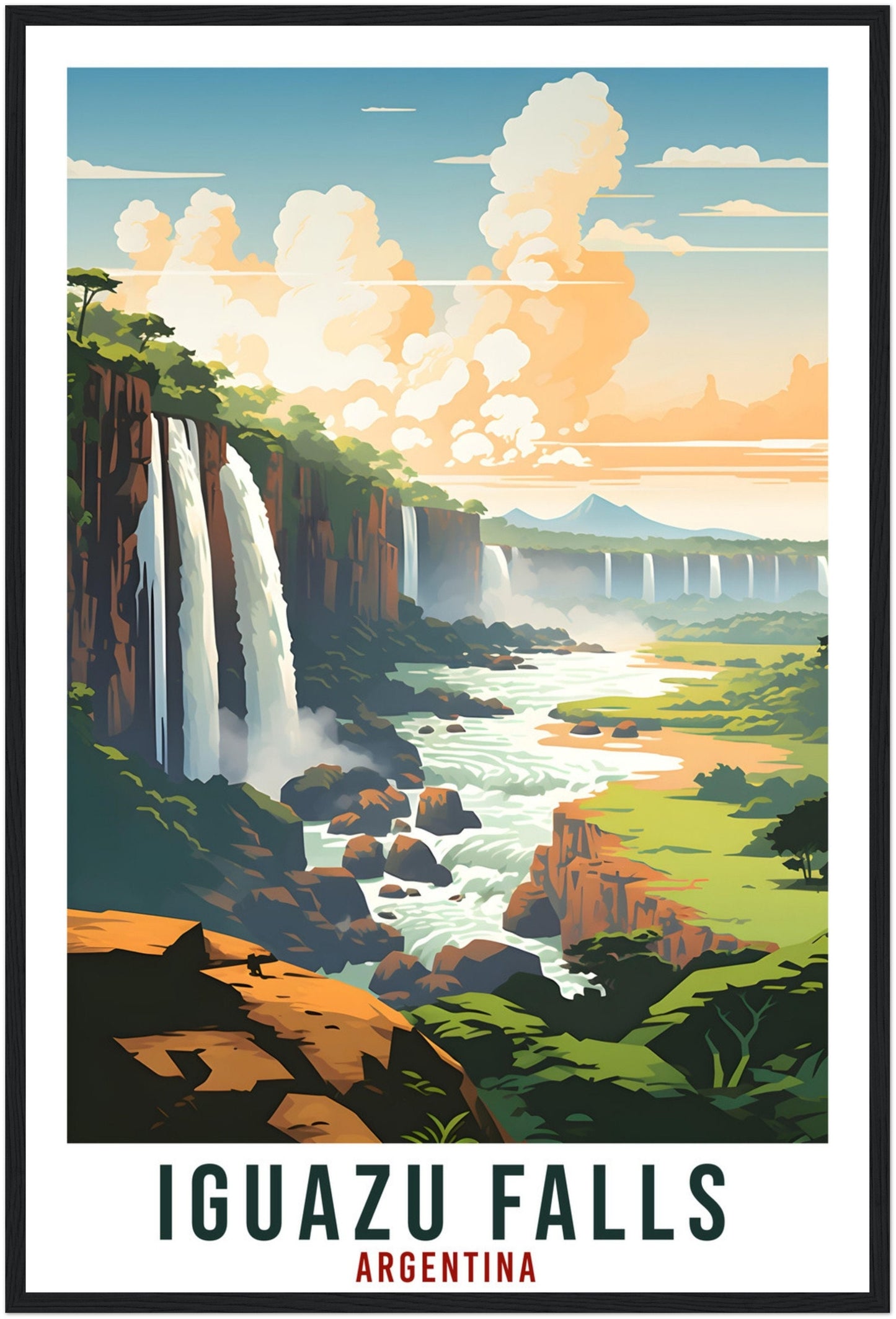 Iguazu Falls Travel Print Wall Art Iguazu Falls Argentina City Landscape Artwork Iguazu Art Gift Iguazu Travel Poster Argentinian Art Lovers