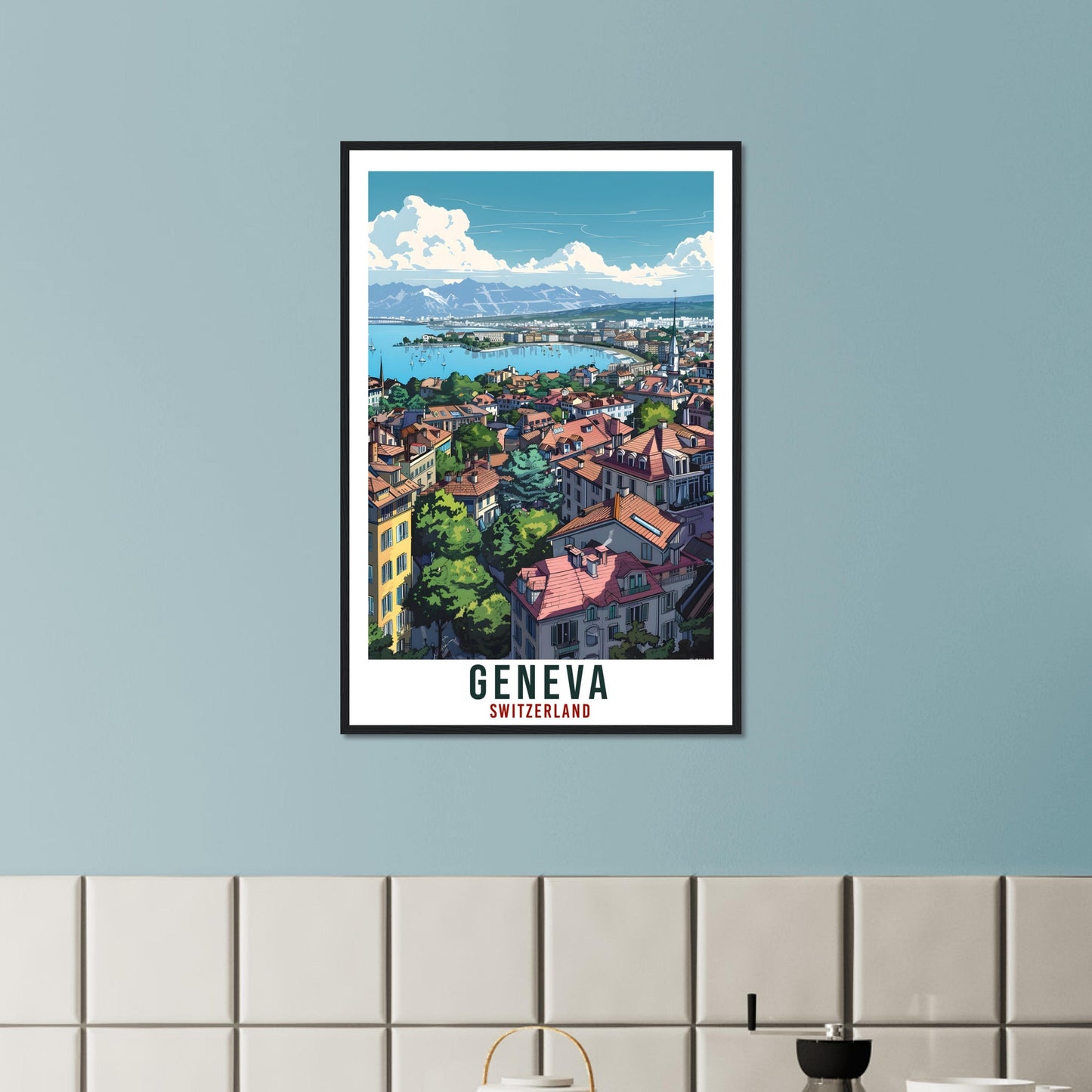 Geneva Travel Print Swiss Wall Art Wall Hanging Home Living Décor Geneva Gift Art Lovers Gift Switzerland Artwork Gift Swiss Travel Poster