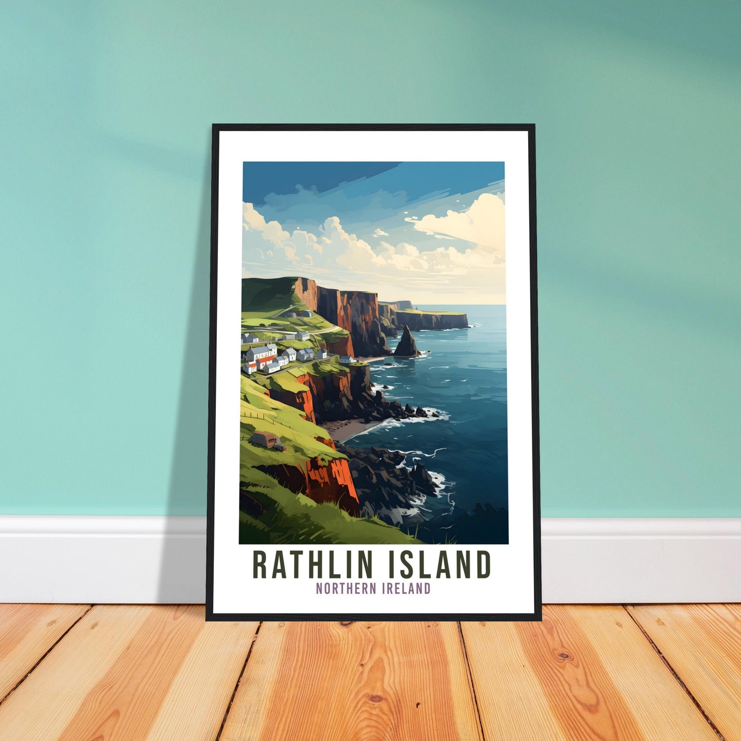 Rathlin Island Travel Print Northern Ireland Seaside Coastal Landscape Wall Hanging Rathlin Island Artwork Gift Rathlin Island Travel Poster