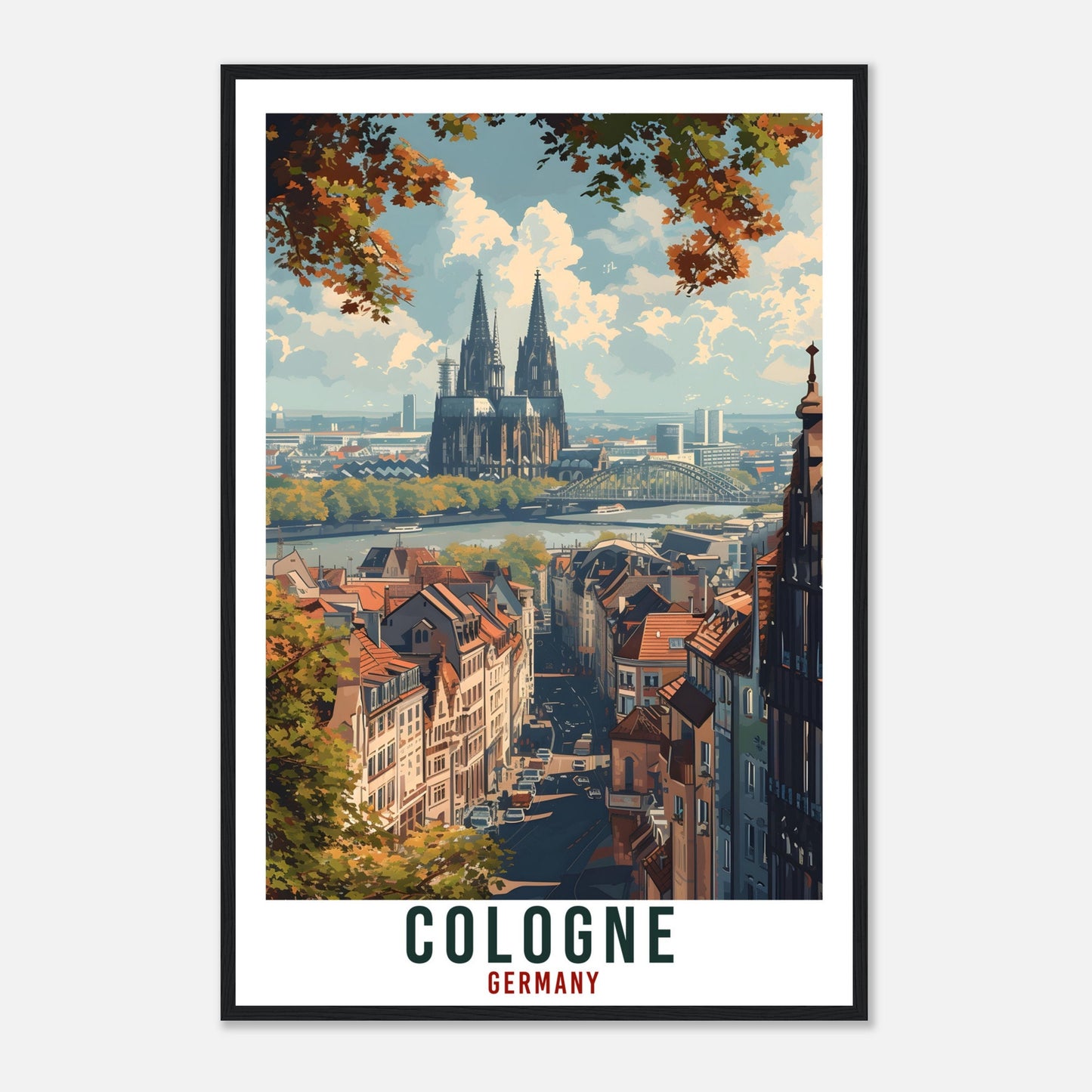Cologne Print Travel Gift Germany Home Decor Cologne German City Wall Art Gift Wall Hanging Art Lover Germany Artwork Cologne Travel Poster