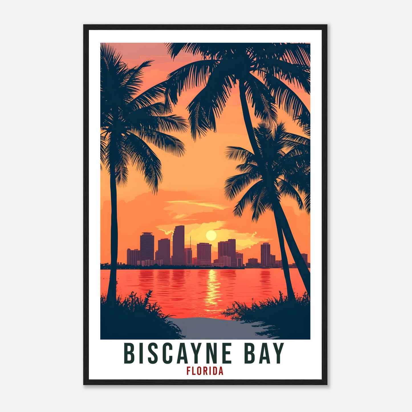 Biscayne Bay Travel Print Florida Home Decoration USA City Wall Art Gift Wall Hanging Art Lover Florida Artwork Biscayne Bay Travel Poster