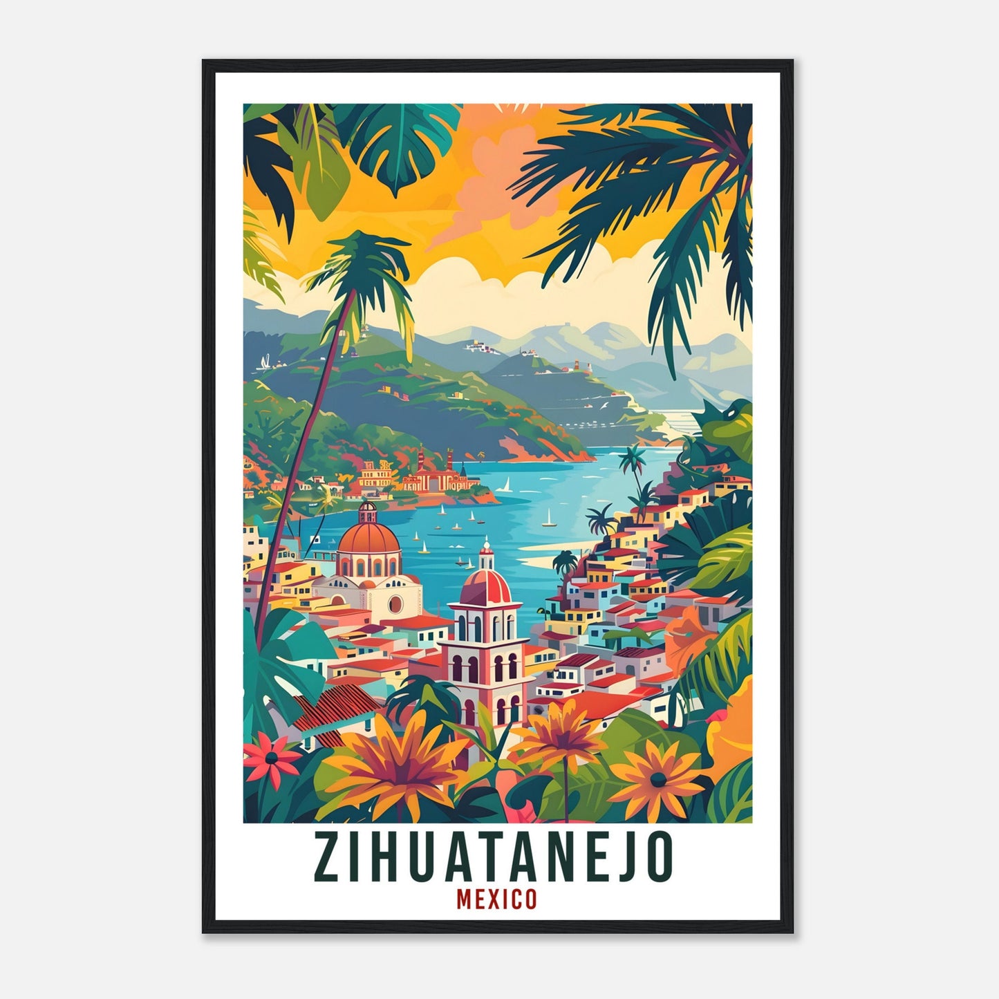 Zihuatanejo Mexico Travel Print Mexico Wall Art Wall Hanging Home Décor Zihuatanejo Mexico Landmark Artwork Travel Art Mexican Travel Poster