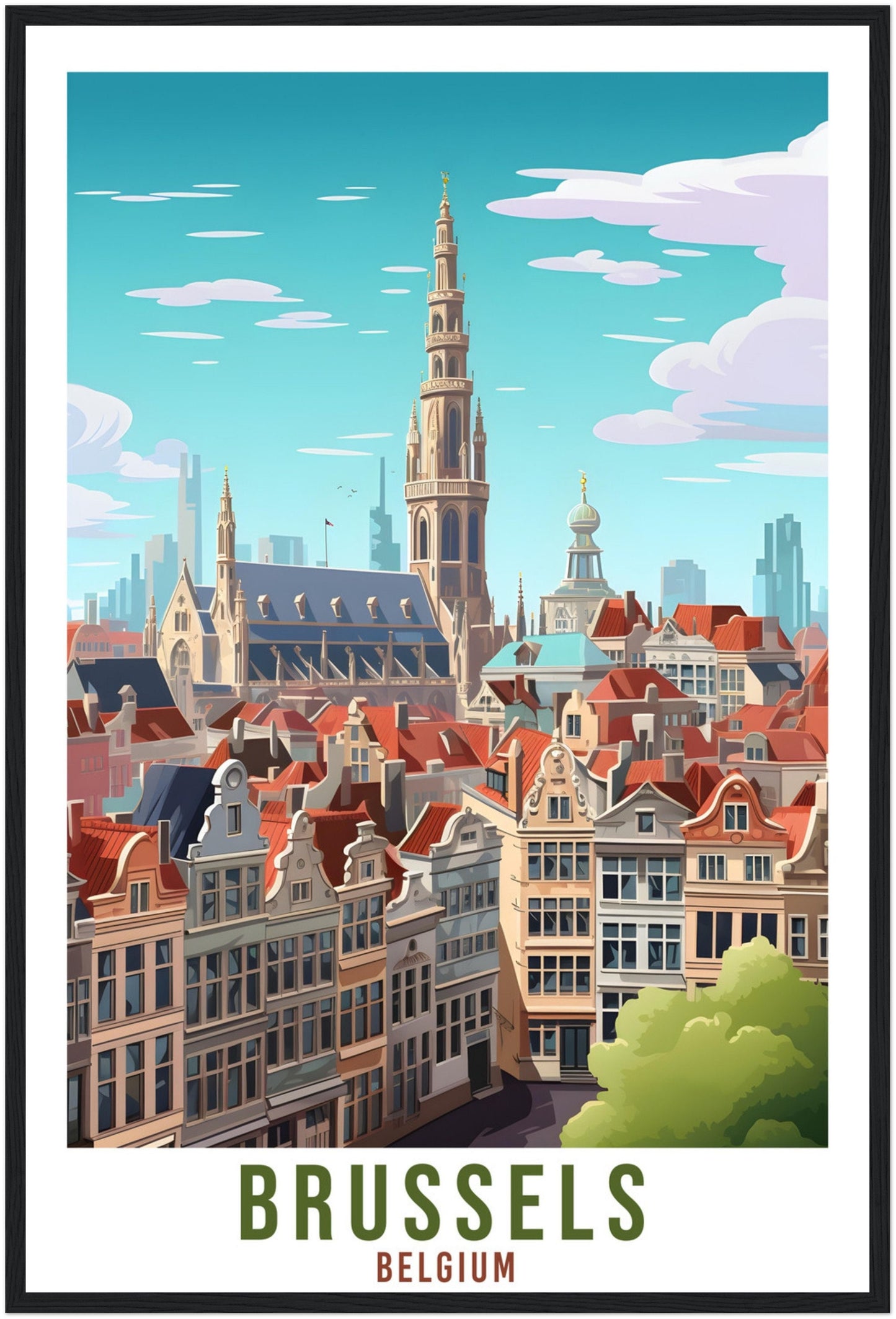 Brussels Travel Poster Wall Art Brussels Belgium Home Décor Artwork Wall Hanging Brussels Art Gifts Brussels Travel Print Belgian Art Lovers