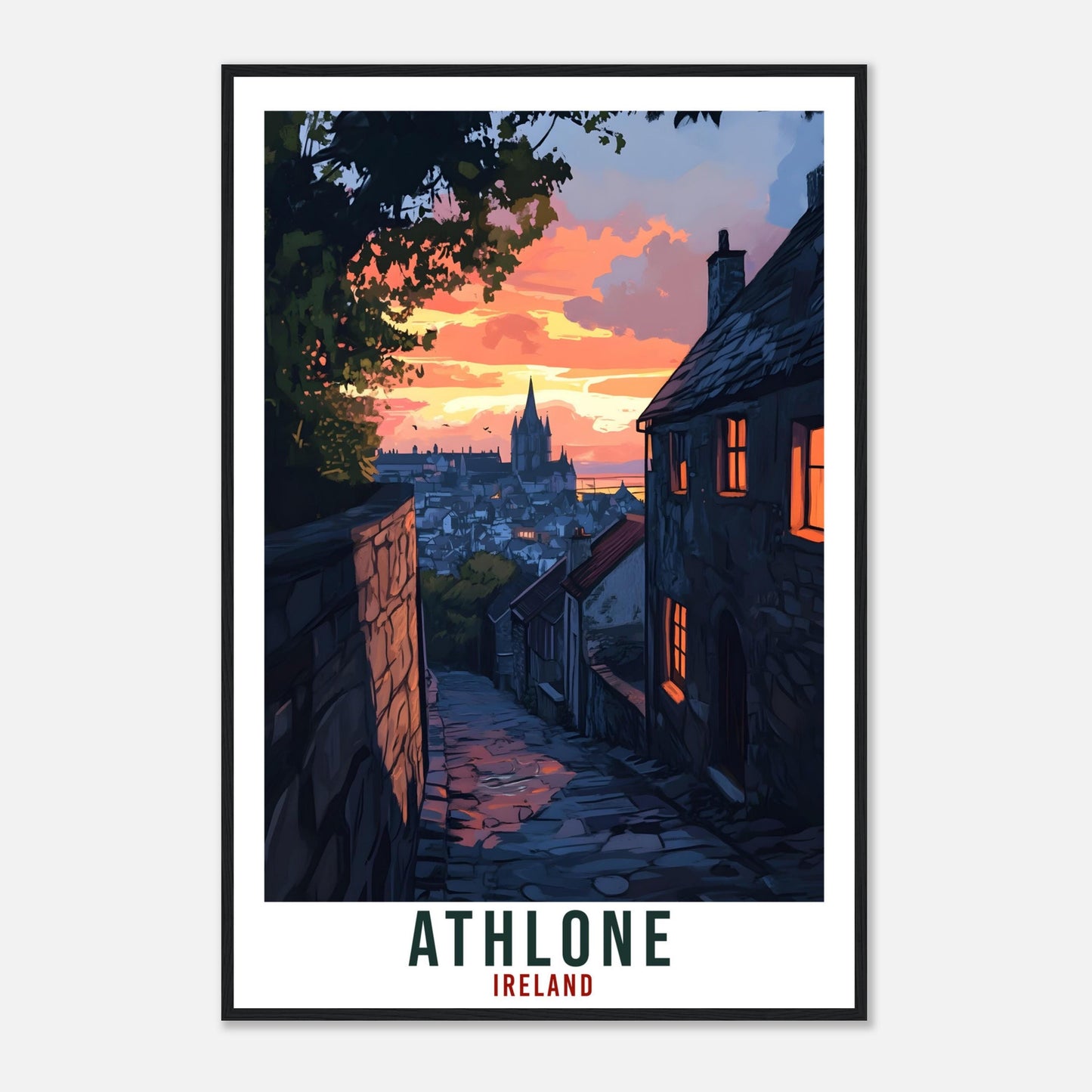 Athlone Travel Print Ireland Home Decor Athlone Wall Art Wall Hanging Art Lover Irish Artwork Travel Poster Athlone Ireland Travel Art Gift