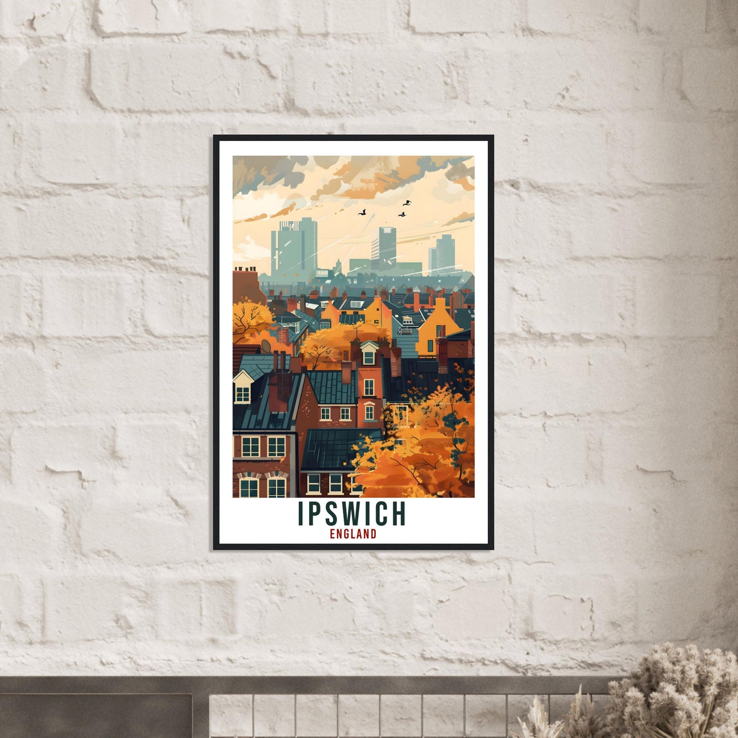 Ipswich Travel Print Wall Art Ipswich Wall Hanging Home Living Décor Ipswich Gift Art Lovers UK Artwork Gift Print England Travel Poster