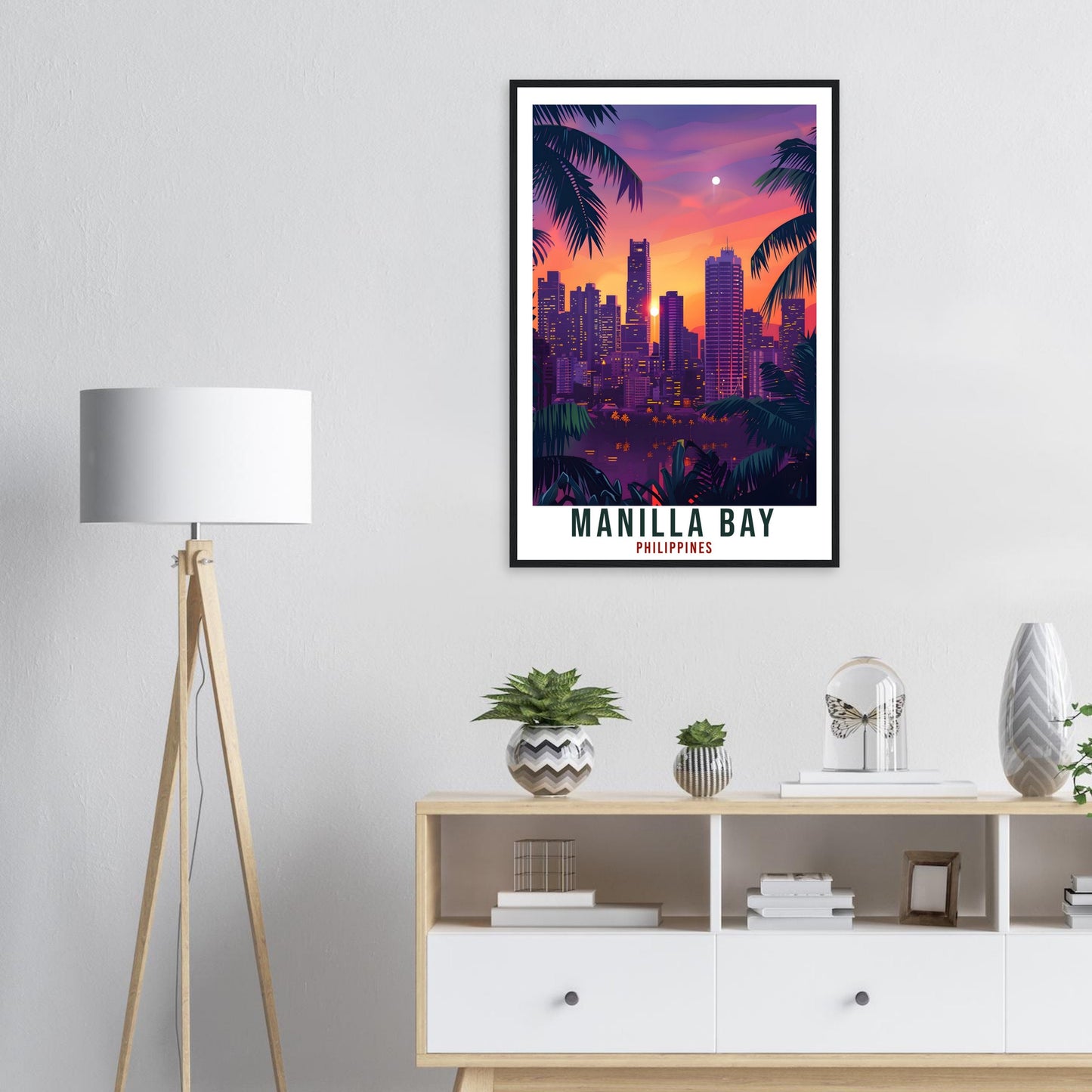 Manilla Bay Philippines Travel Print City Wall Art Wall Hanging Home Décor Manilla Bay Gift Landmark Travel Art Philippines Travel Poster
