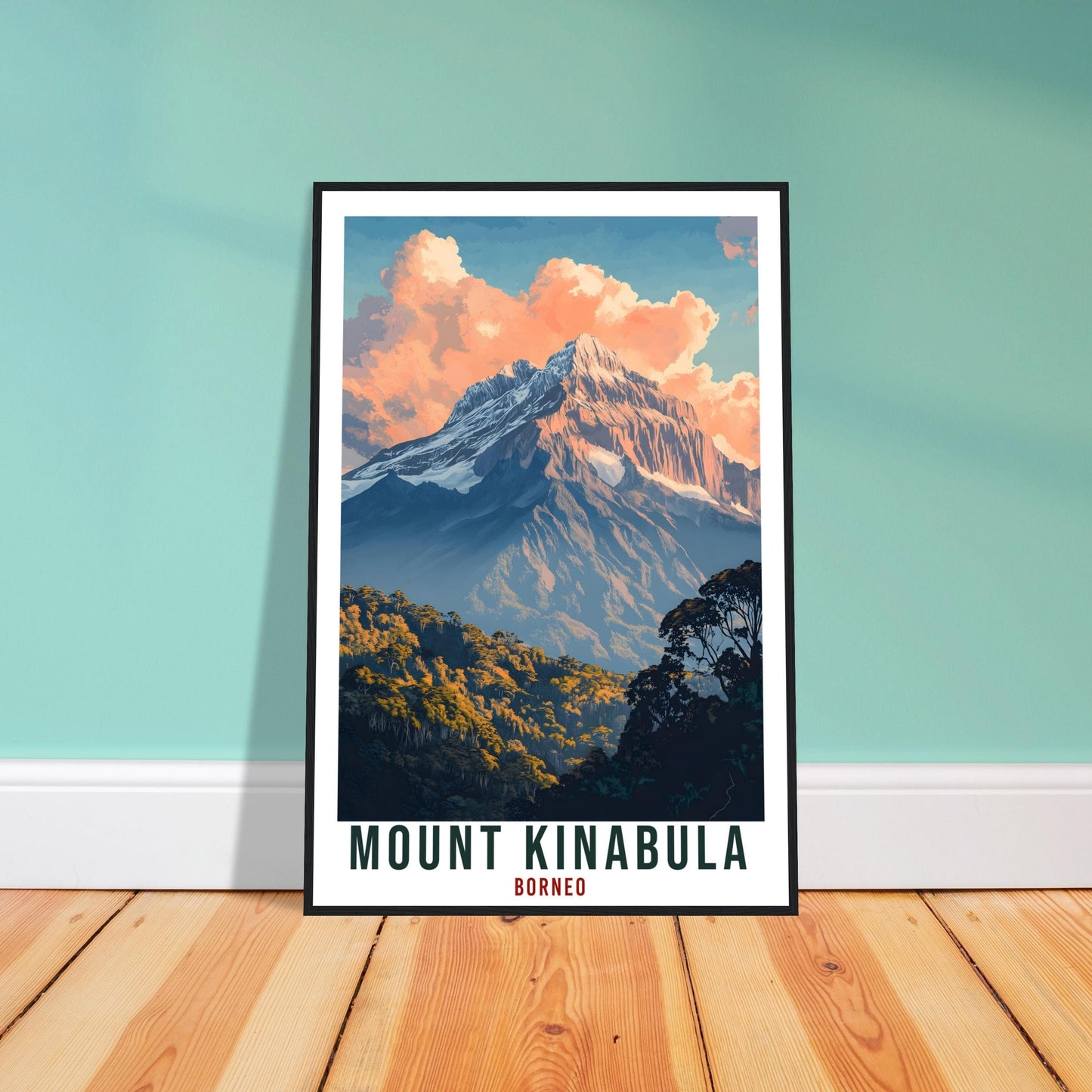 Mount Kinabula Travel Print Borneo Home Decor Wall Art Gift Wall Hanging Art Lover Mount Kinabula Artwork Travel Poster Malaysia Travel Art
