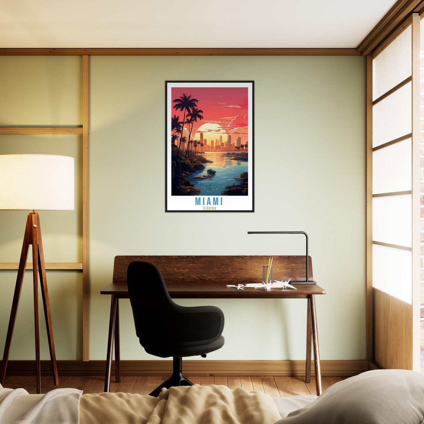 Miami Florida Travel Print Wall Miami Sunset Wall Hanging Travel Poster Miami City Landscape Florida Home Decor Florida Gift Travel Art