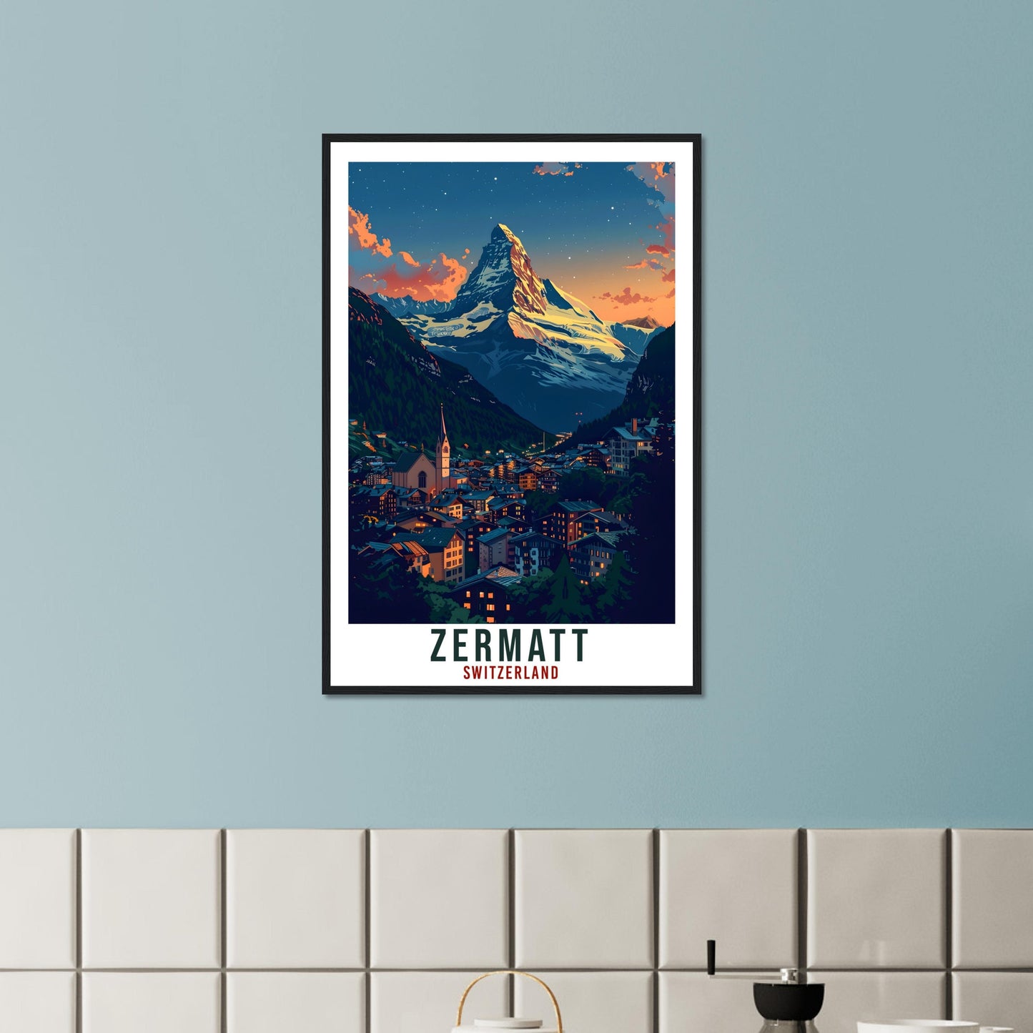 Zermatt Travel Print Swiss Wall Art Wall Hanging Home Living Décor Zermatt Gift Art Lovers Gift Switzerland Artwork Gift Swiss Travel Poster