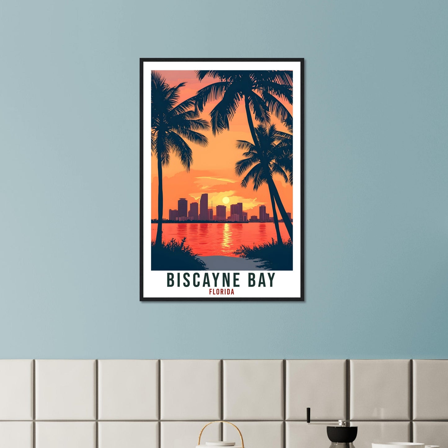 Biscayne Bay Travel Print Florida Home Decoration USA City Wall Art Gift Wall Hanging Art Lover Florida Artwork Biscayne Bay Travel Poster