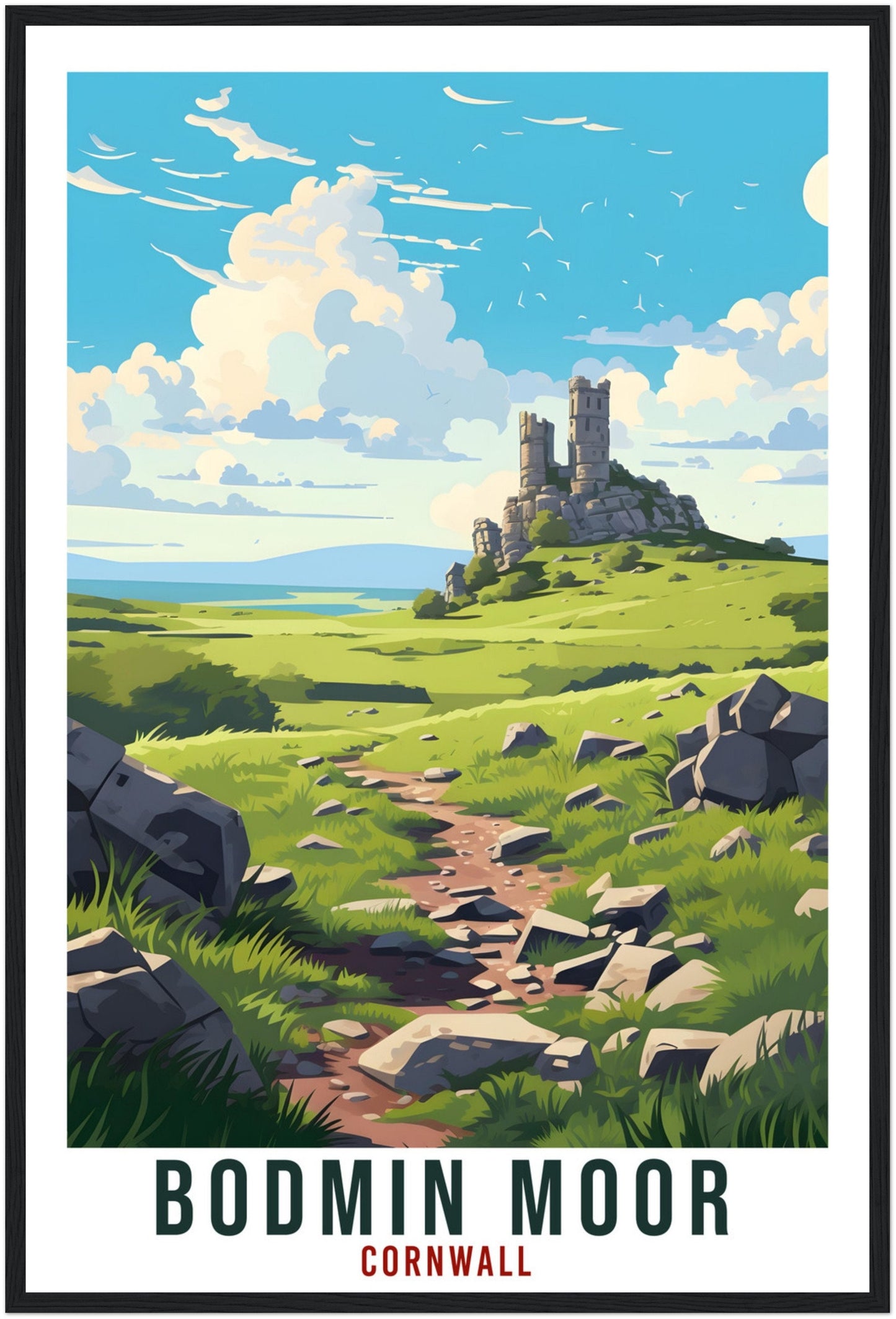 Bodmin Moor Travel Print Cornwall Wall Art Wall Hanging Travel Art Gift Bodmin Moor Travel Poster England Landscape Artwork Art Lover Gift
