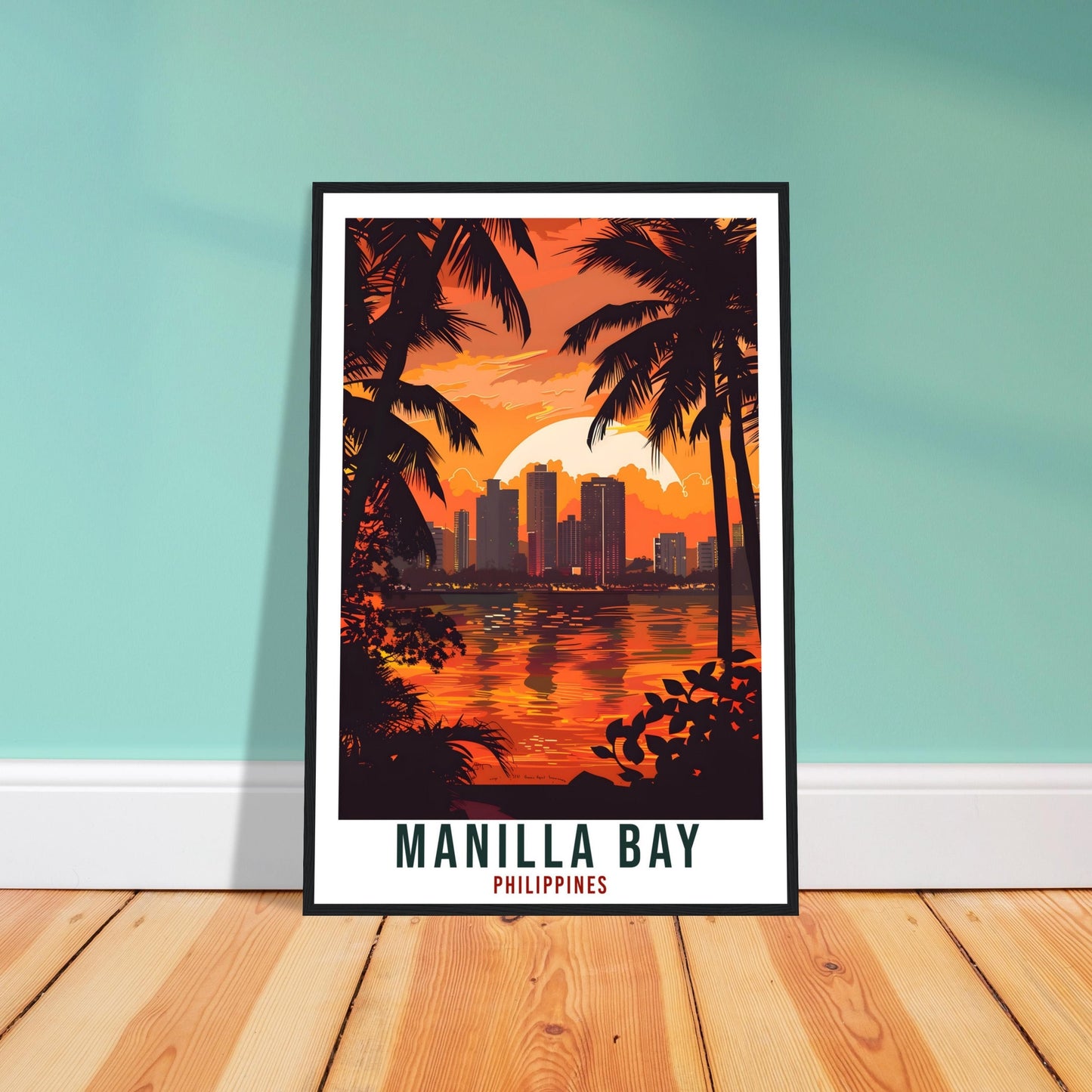 Manilla Bay Philippines Travel Print Wall Art Wall Hanging Home Décor Manilla Bay Gift Landmark Artwork Travel Art Philippines Travel Poster