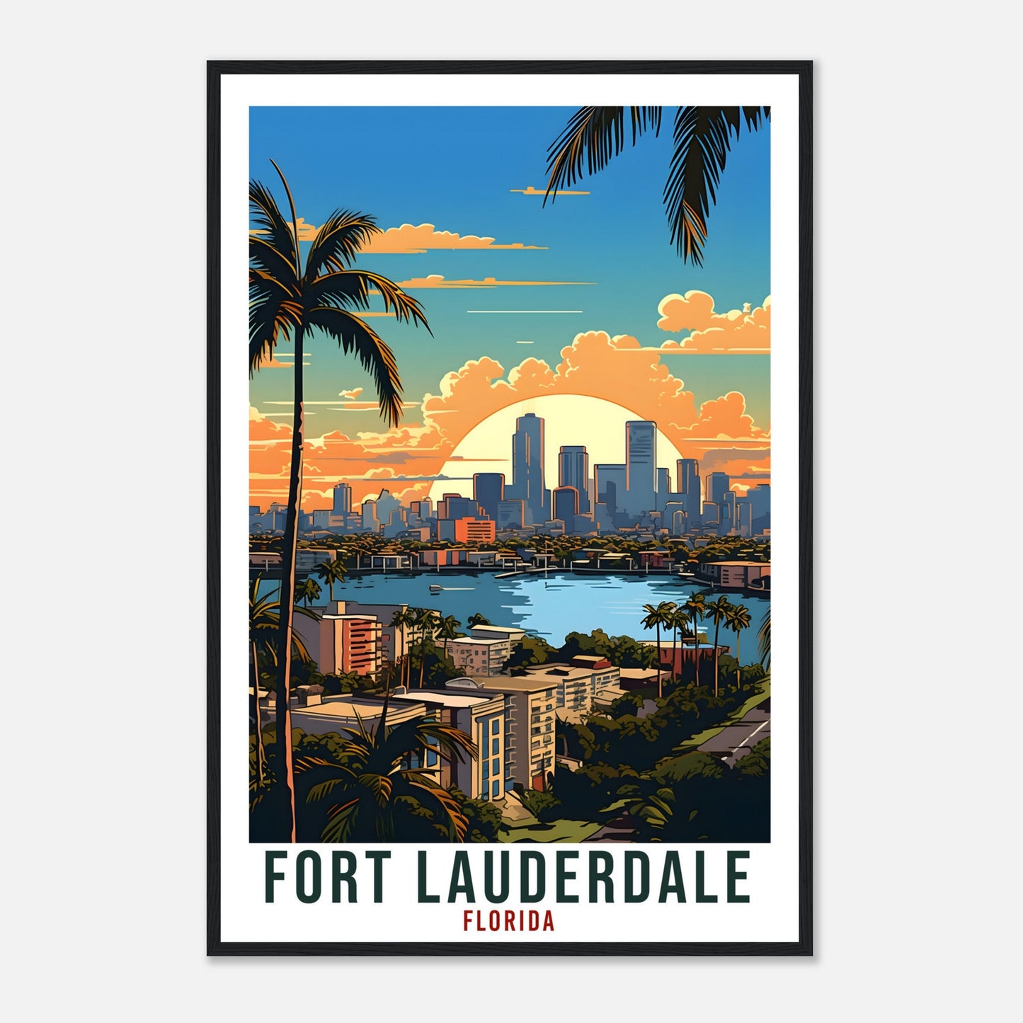 Fort Lauderdale Travel Print Florida Home Decoration USA Wall Art Gift Wall Hanging Art Lover Florida Artwork Fort Lauderdale Travel Poster