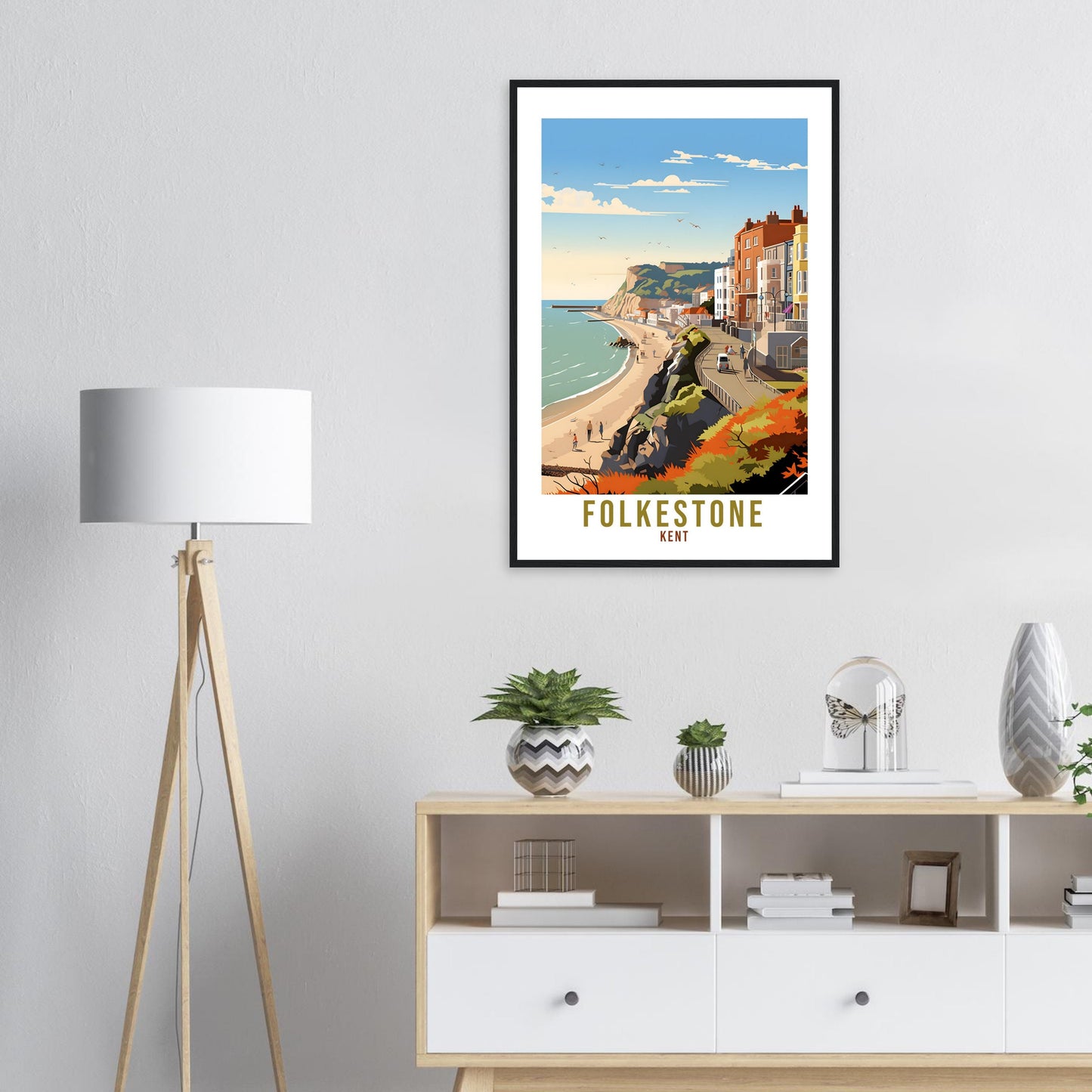 Folkestone Travel Print Kent Home Decor Folkestone South East England Wall Hanging Folkestone Artwork Gift Folkestone Travel Poster Artwork