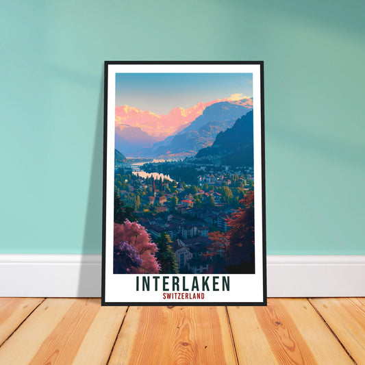 Interlaken Travel Print Swiss Wall Art Wall Hanging Home Living Décor Interlaken Gift Art Lover Switzerland Artwork Gift Swiss Travel Poster