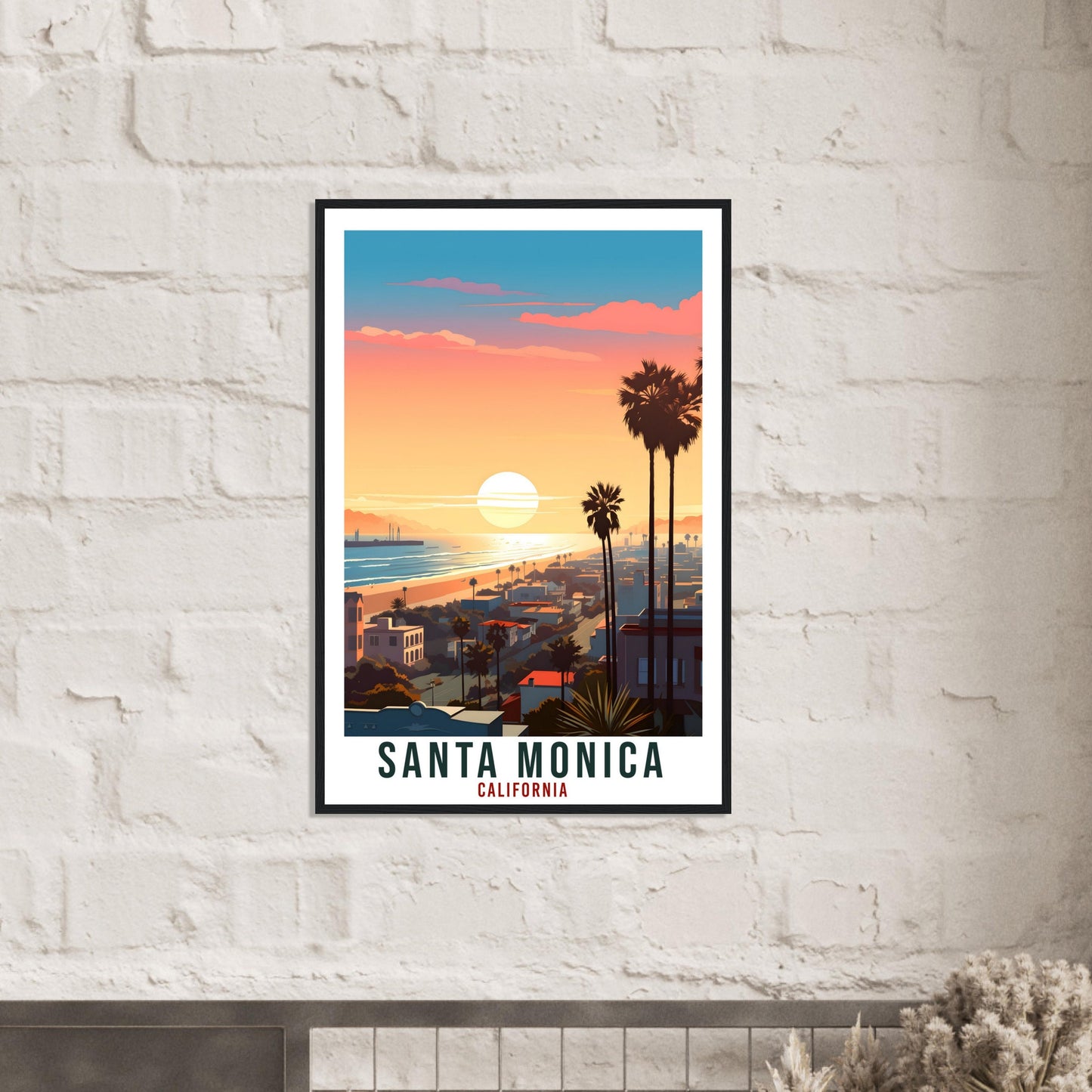 Santa Monica Travel Print California Home Decor USA City Wall Art Gift Wall Hanging Art Lover California Artwork Santa Monica Travel Poster