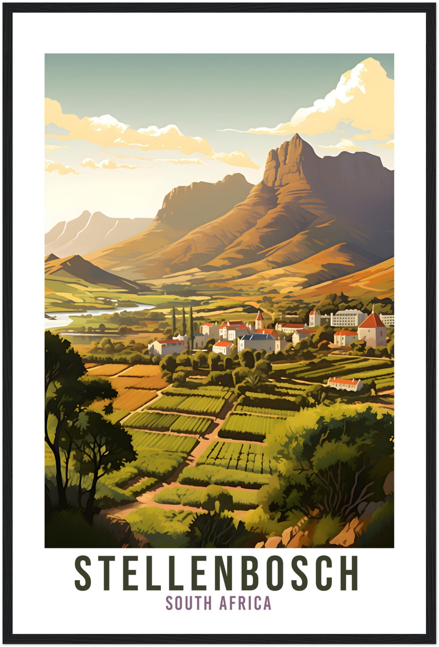 Stellenbosch Travel Print South Africa Home Decor Stellenbosch Wall Hanging Stellenbosch Artwork Gift Stellenbosch Travel Poster Artwork