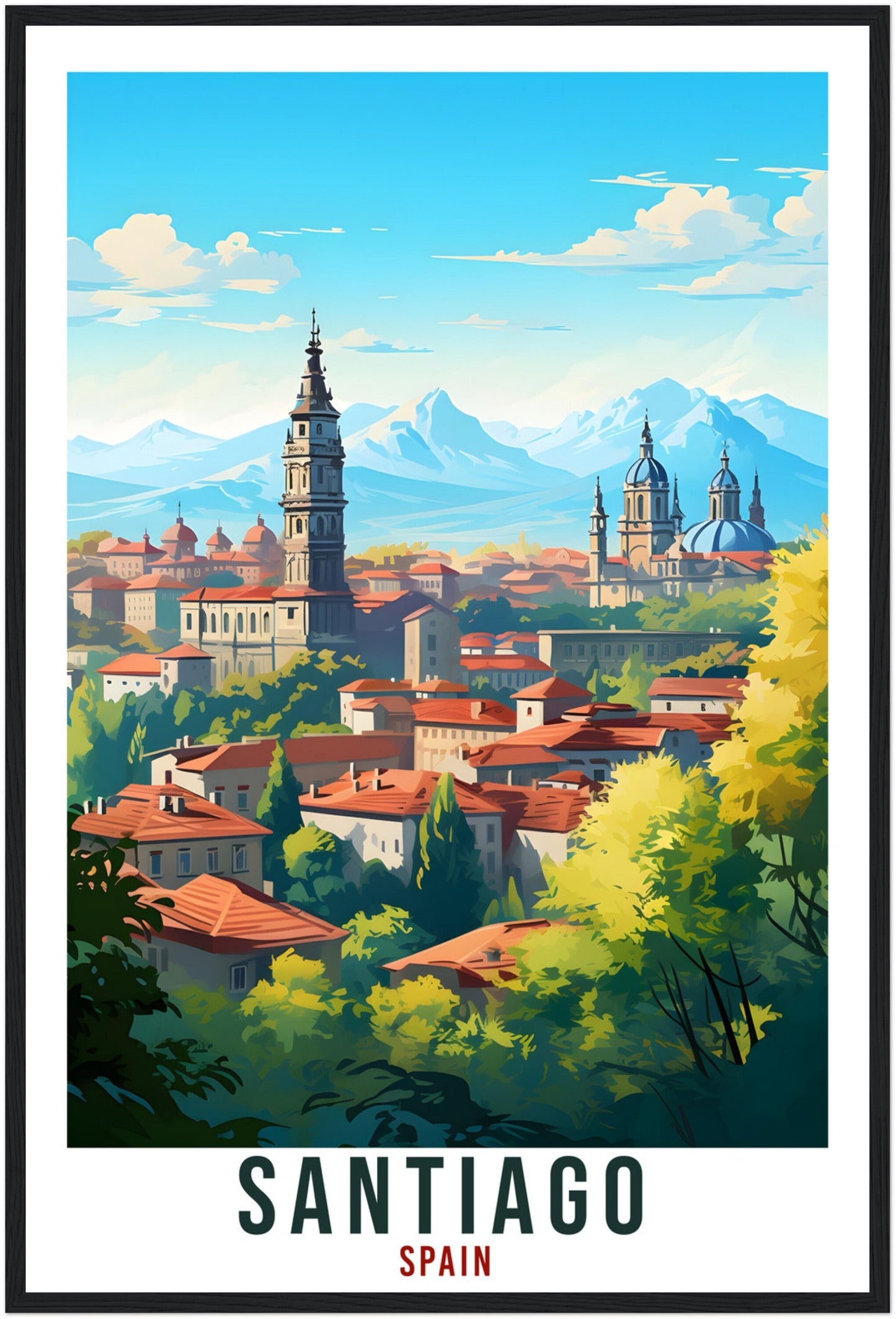Santiago Travel Print Spain Home Decoration Santiago Spanish City Wall Art Gift Wall Hanging Art Lover Spain Artwork Santiago Travel Poster