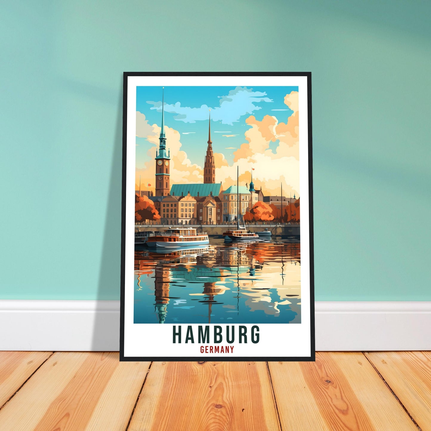 Hamburg Travel Print Germany Home Decoration Hamburg German City Wall Art Gift Wall Hanging Art Lover Germany Artwork Hamburg Travel Poster