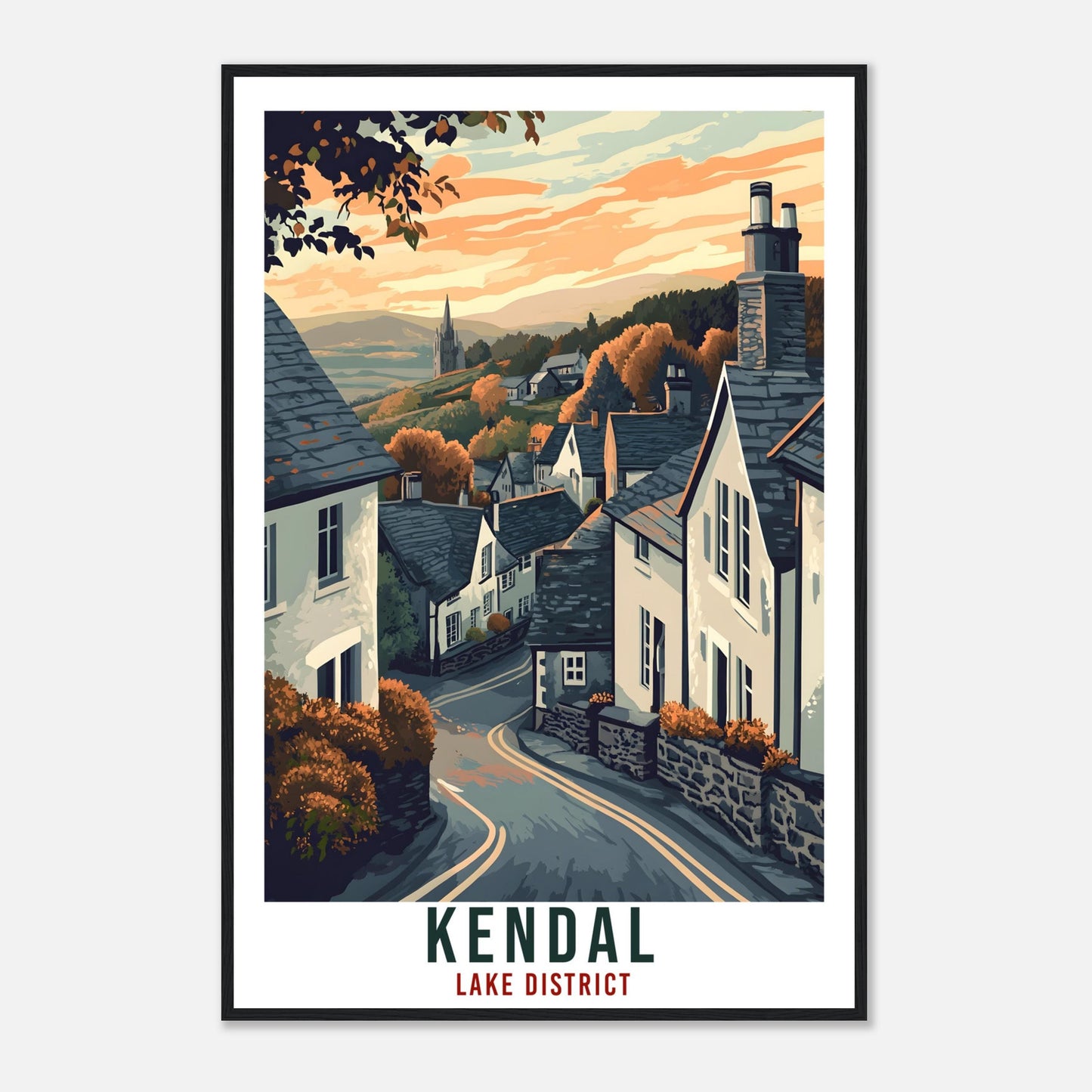 Kendal Travel Print Lake District Home Decor Kendal Wall Art Wall Hanging Art Lover Lake District Artwork Travel Poster Cumbria Travel Art