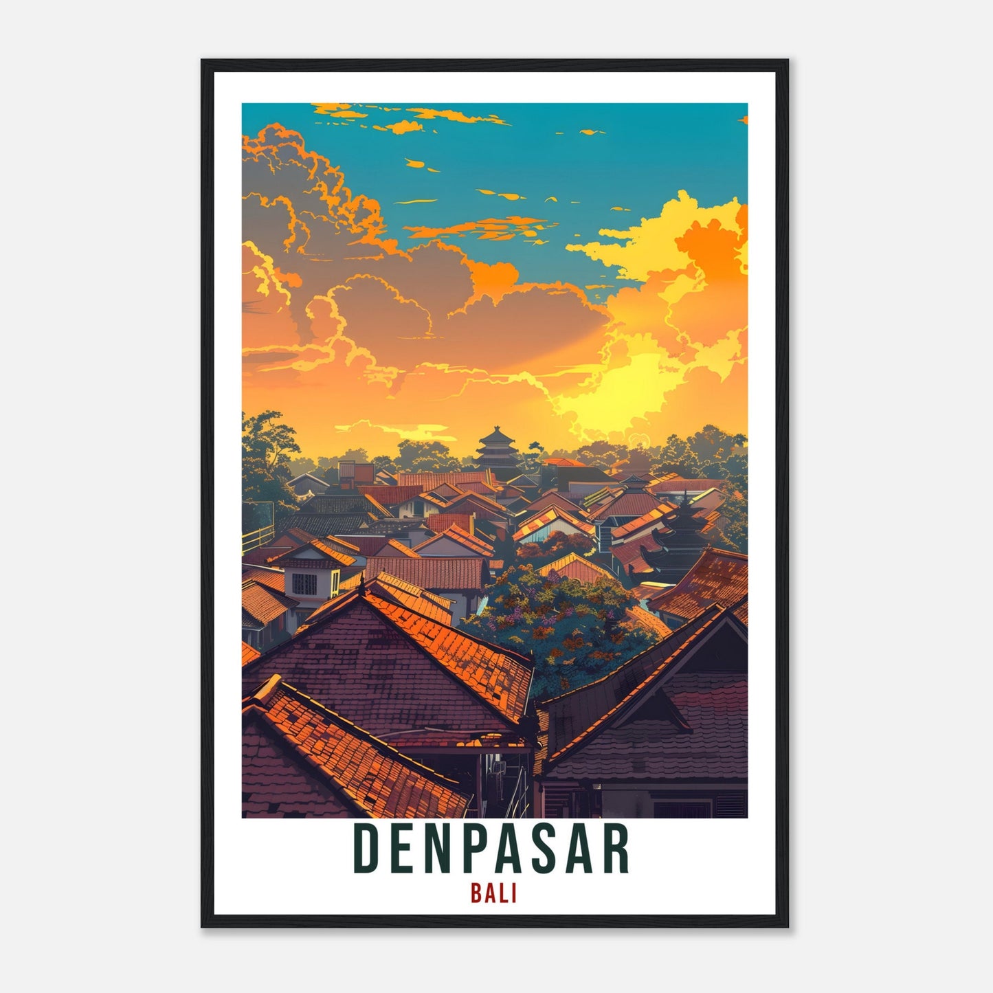 Denpasar Bali Travel Print Bali Wall Art Wall Hanging Home Décor Denpasar Gift Landmark Artwork Travel Art Lover Indonesia Travel Poster
