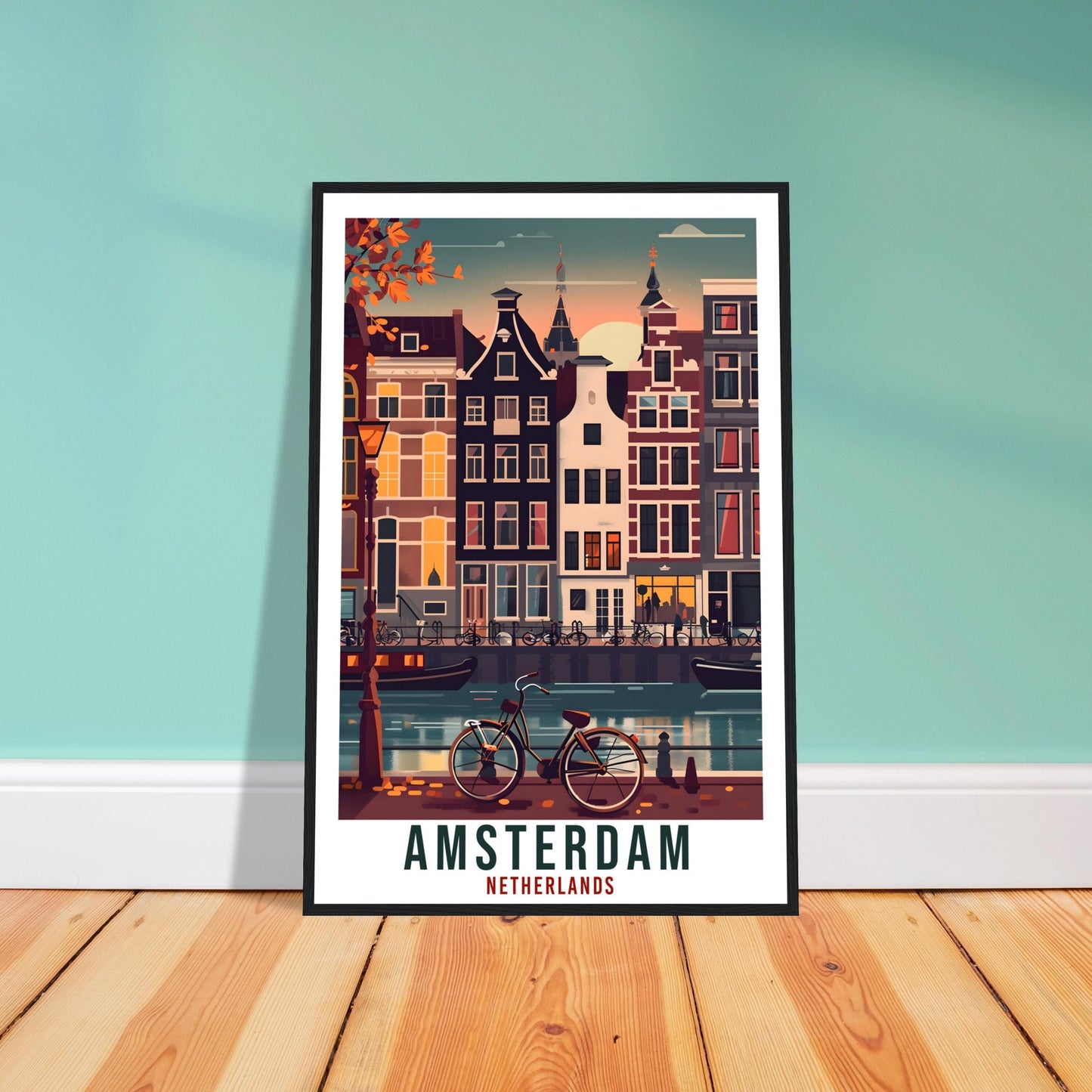 Amsterdam Travel Print Wall Art Amsterdam Netherlands Wall Hanging Artwork Art Gifts Amsterdam Travel Poster Netherlands Art Lovers Gift