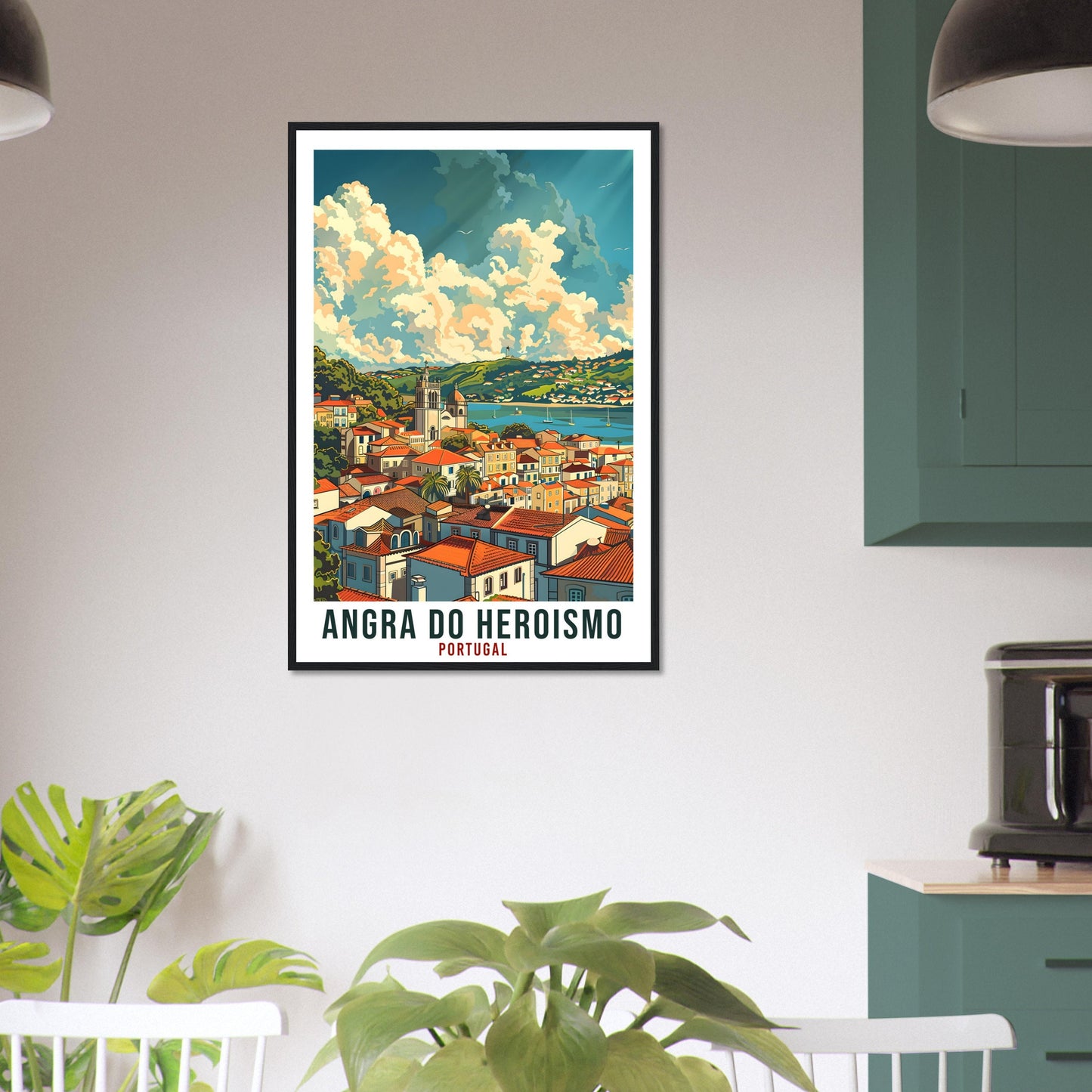 Angra Do Heroismo Travel Print Portugal Wall Art Wall Hanging Home Décor Angra Do Heroismo Gift Portugal Landmark Artwork Gift Travel Poster