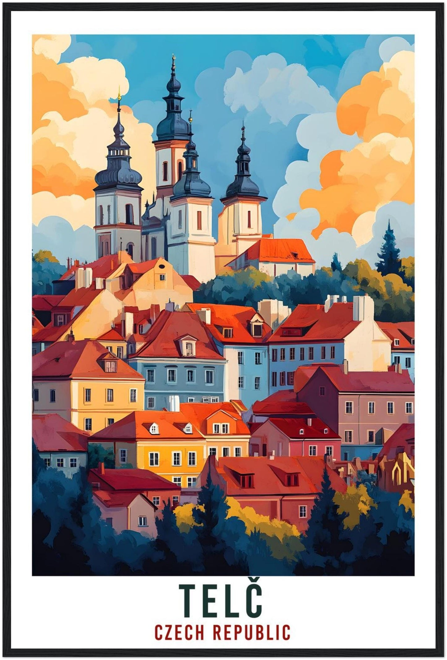 Telč Travel Print Czechia Home Decor Telč Wall Art Gift Wall Hanging Art Lover Telč Czech Republic Artwork Travel Poster Travel Artwork
