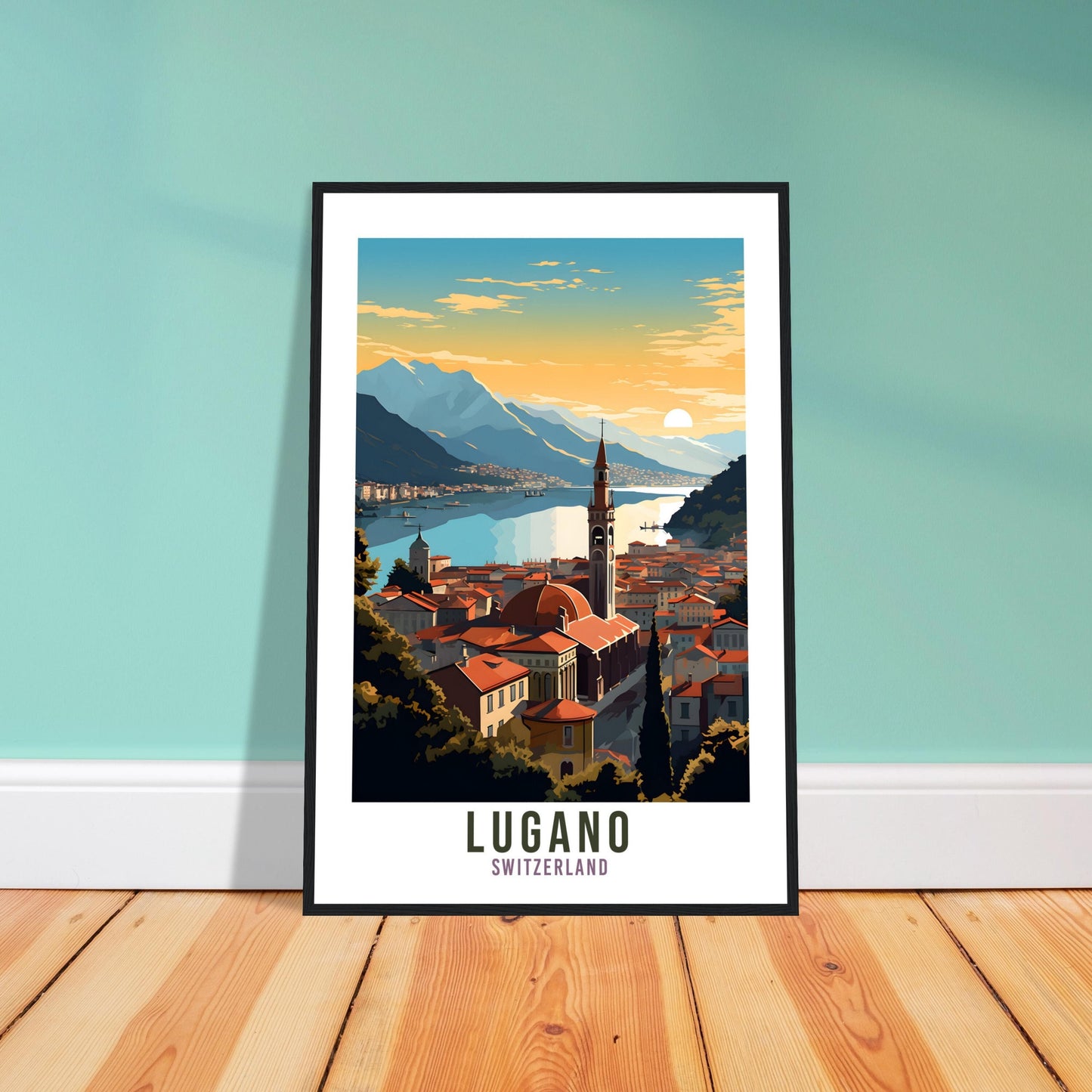 Lugano Travel Print Wall Art Lugano Lake Home Decor Switzerland Gift Holiday Lugano Art Print Lugano Travel Poster Swiss Landscape Artwork