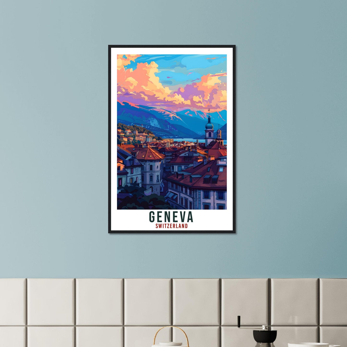 Geneva Travel Print Swiss Wall Art Wall Hanging Home Living Décor Geneva Gift Art Lovers Gift Switzerland Artwork Gift Swiss Travel Poster