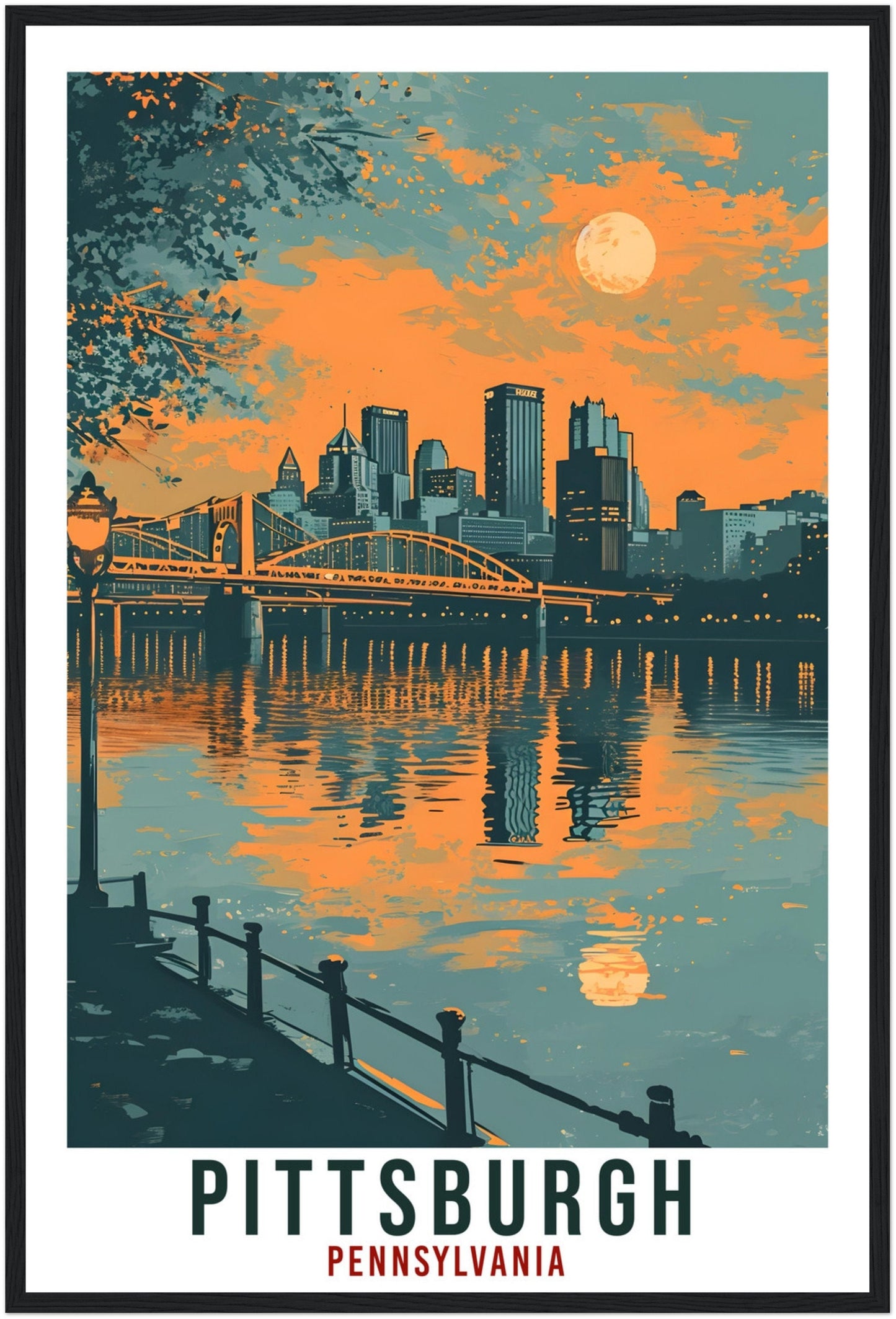 Pittsburgh Travel Print Pennsylvania Home Decoration USA Wall Art Gift Wall Hanging Art Lover Pennsylvania Artwork Pittsburgh Travel Poster