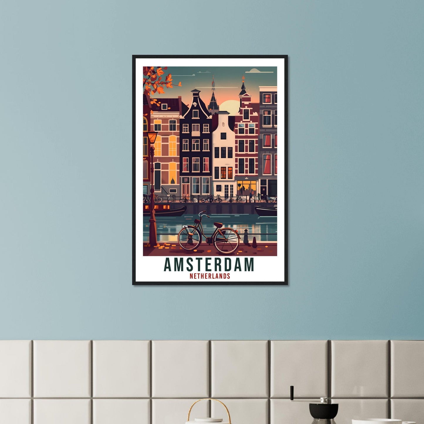Amsterdam Travel Print Wall Art Amsterdam Netherlands Wall Hanging Artwork Art Gifts Amsterdam Travel Poster Netherlands Art Lovers Gift