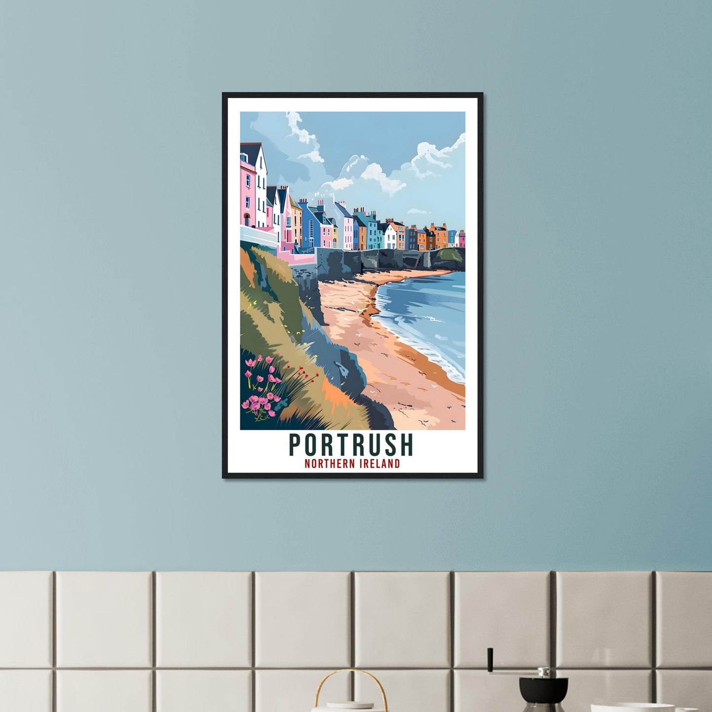 Portrush Travel Print Ireland Wall Art Wall Hanging Décor Portrush Gift Art Lovers Gift Irish Artwork Gift Northern Ireland Travel Poster