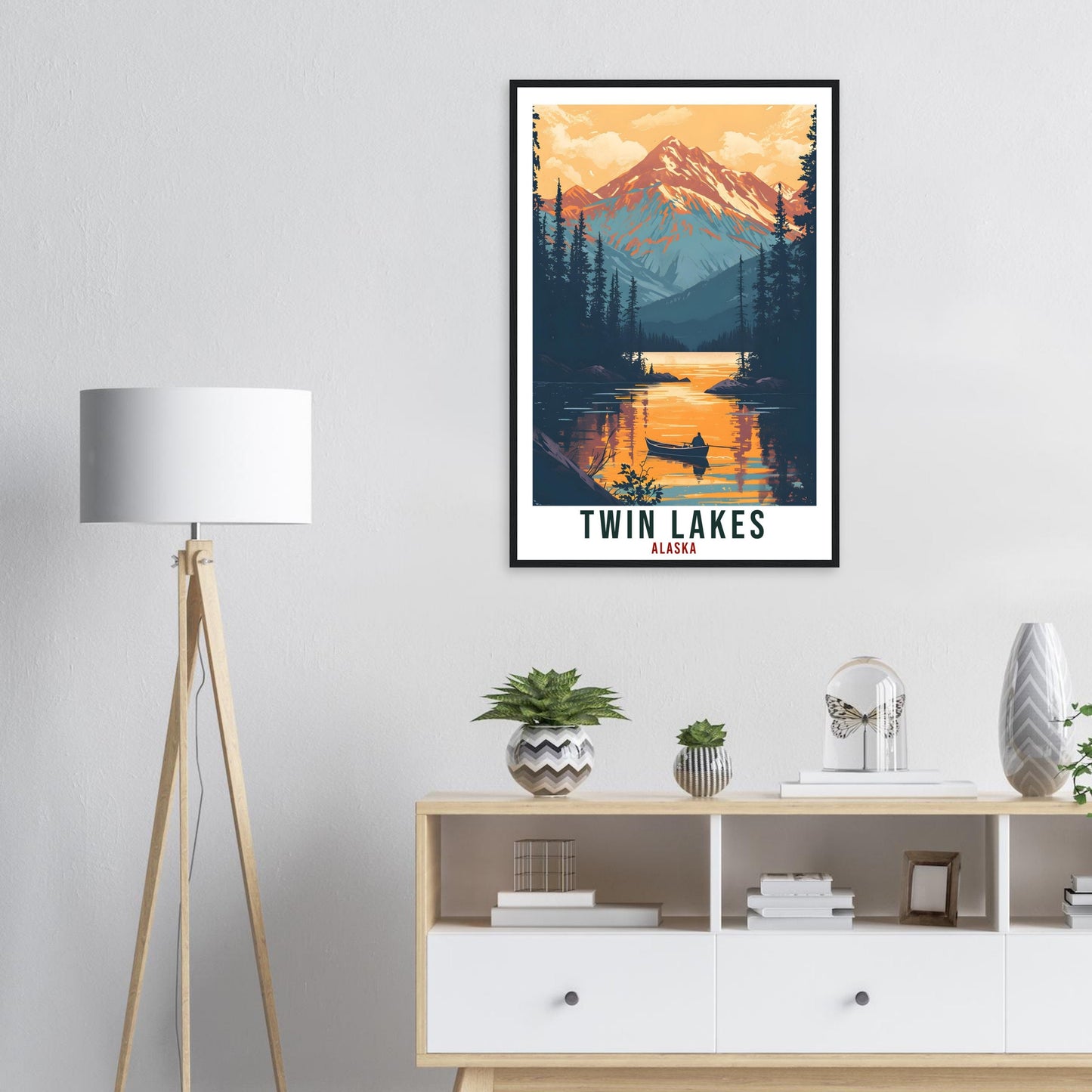 Twin Lakes Travel Print Alaska Home Decoration USA City Wall Art Gift Wall Hanging Art Lover Alaska Artwork Twin Lakes Nature Travel Poster