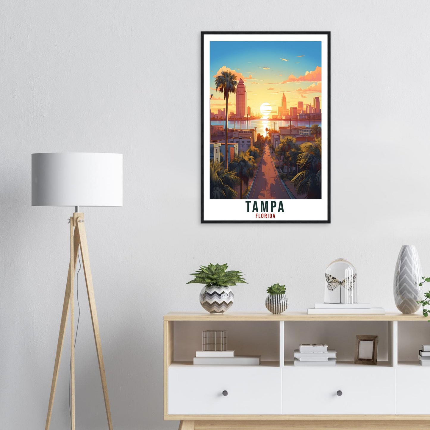 Tampa Travel Print Florida Home Decoration USA City Wall Art Gift Wall Hanging Art Lover Florida Artwork Tampa Bay Skyline Travel Poster