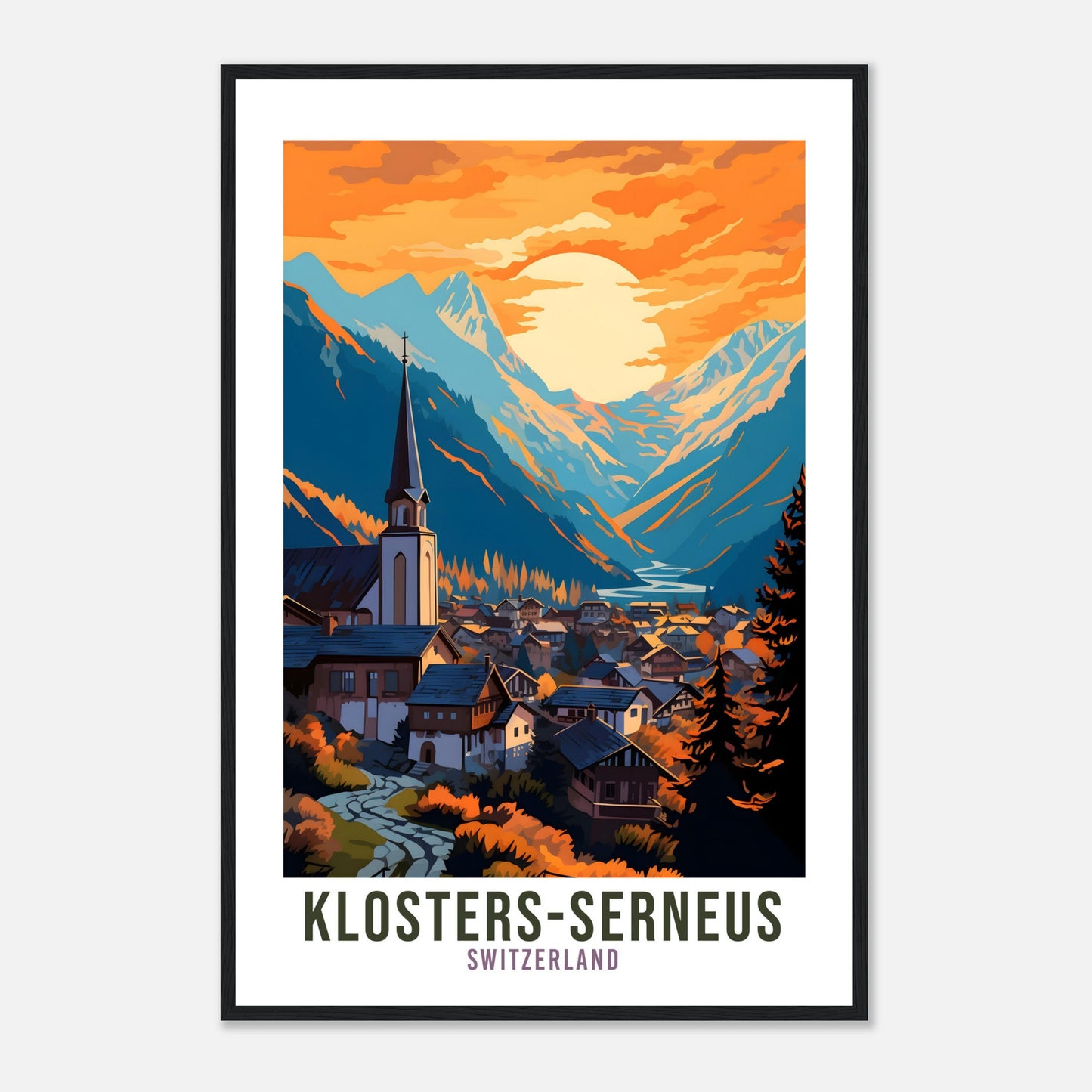 Klosters-Serneus Travel Print Wall Art Switzerland Wall Art Klosters-Serneus Art Print Travel Poster Swiss Landscape Switzerland Travel Art